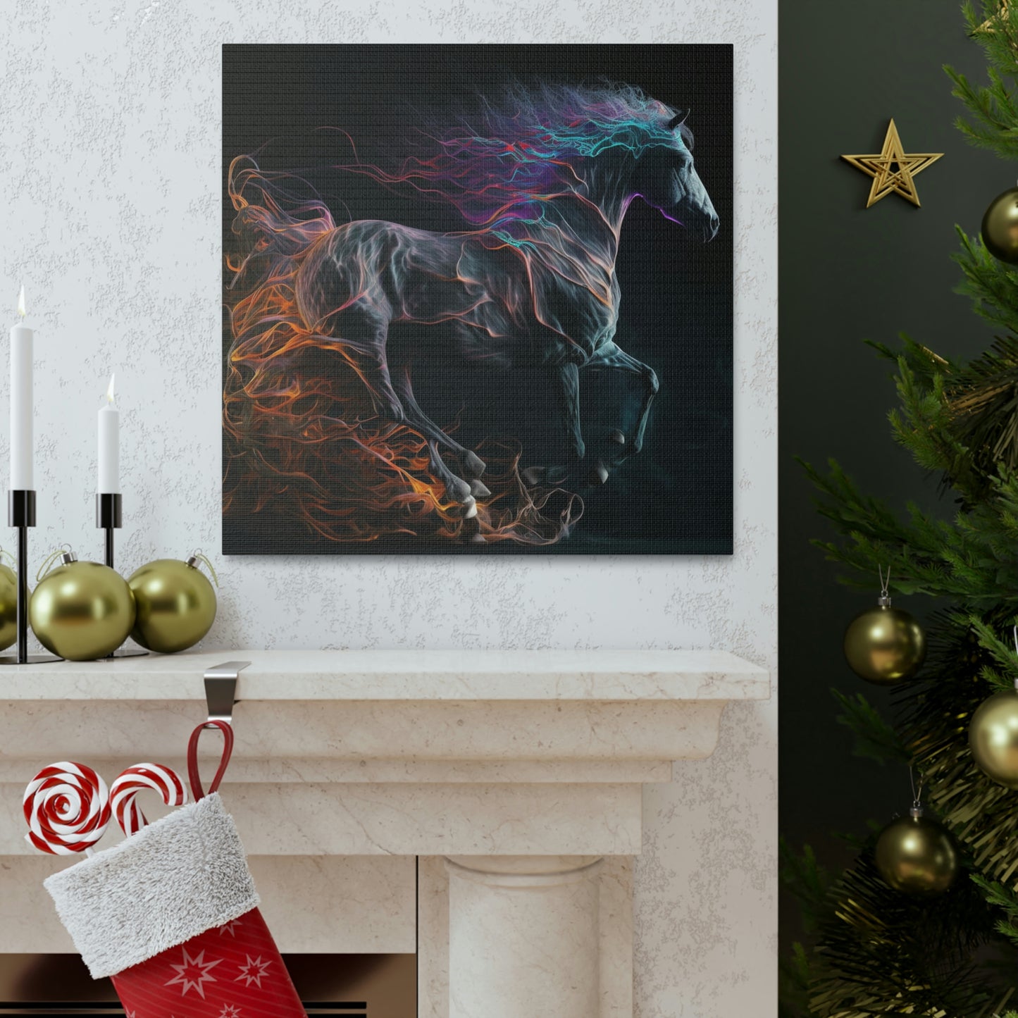 Canvas Gallery Wraps Florescent Horses Mane1