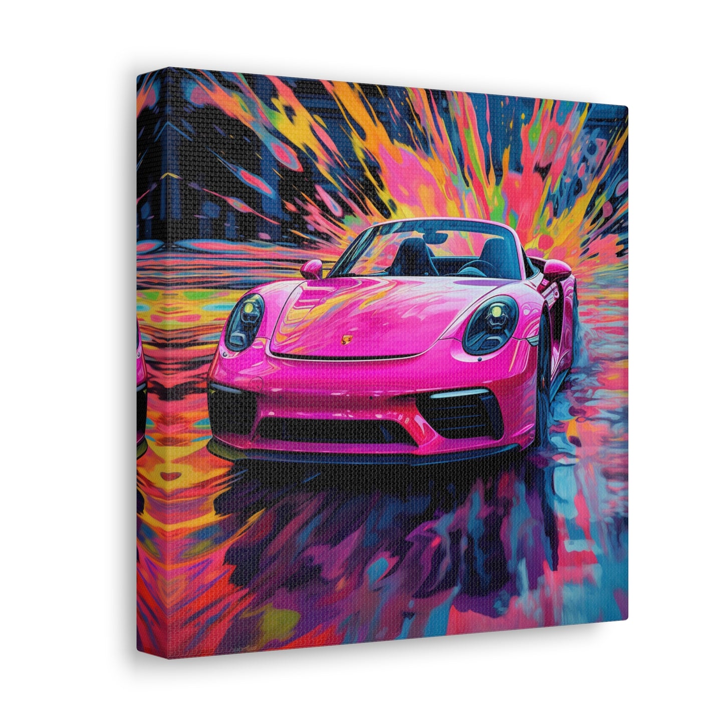 Canvas Gallery Wraps Pink Porsche water fusion 2