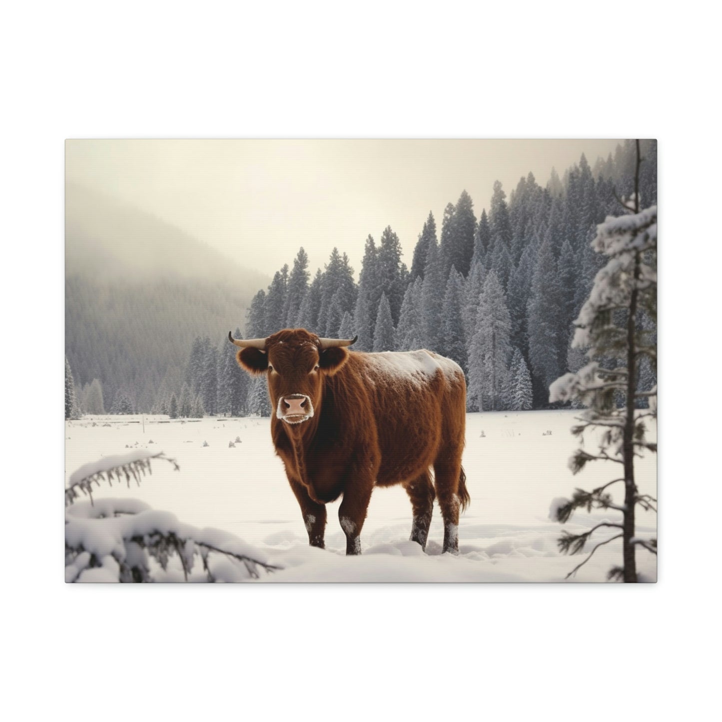 Canvas Gallery Wraps Cow Snow 3