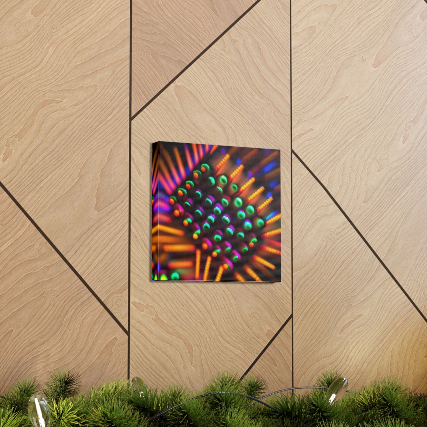 Canvas Gallery WrapsMacro Cactus neon square 3