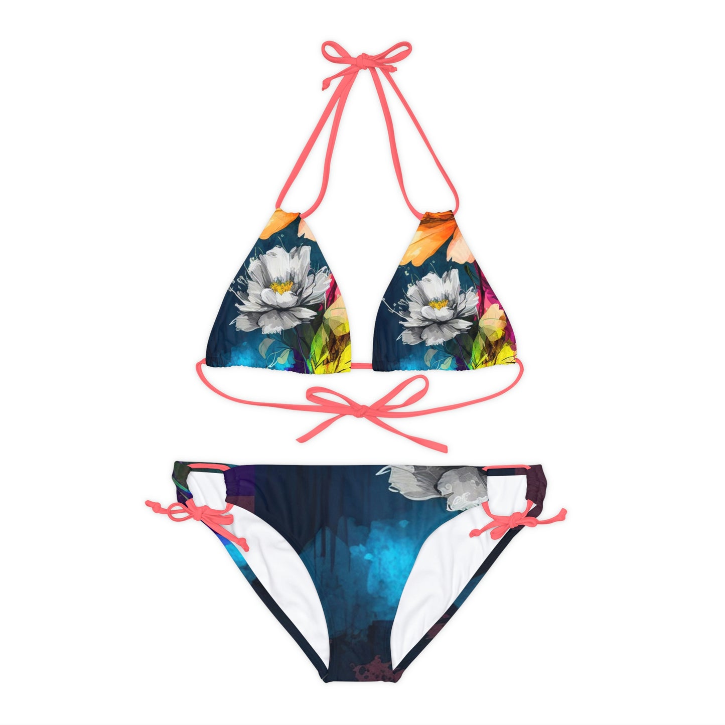 Strappy Bikini Set (AOP) Bright Spring Flowers 4