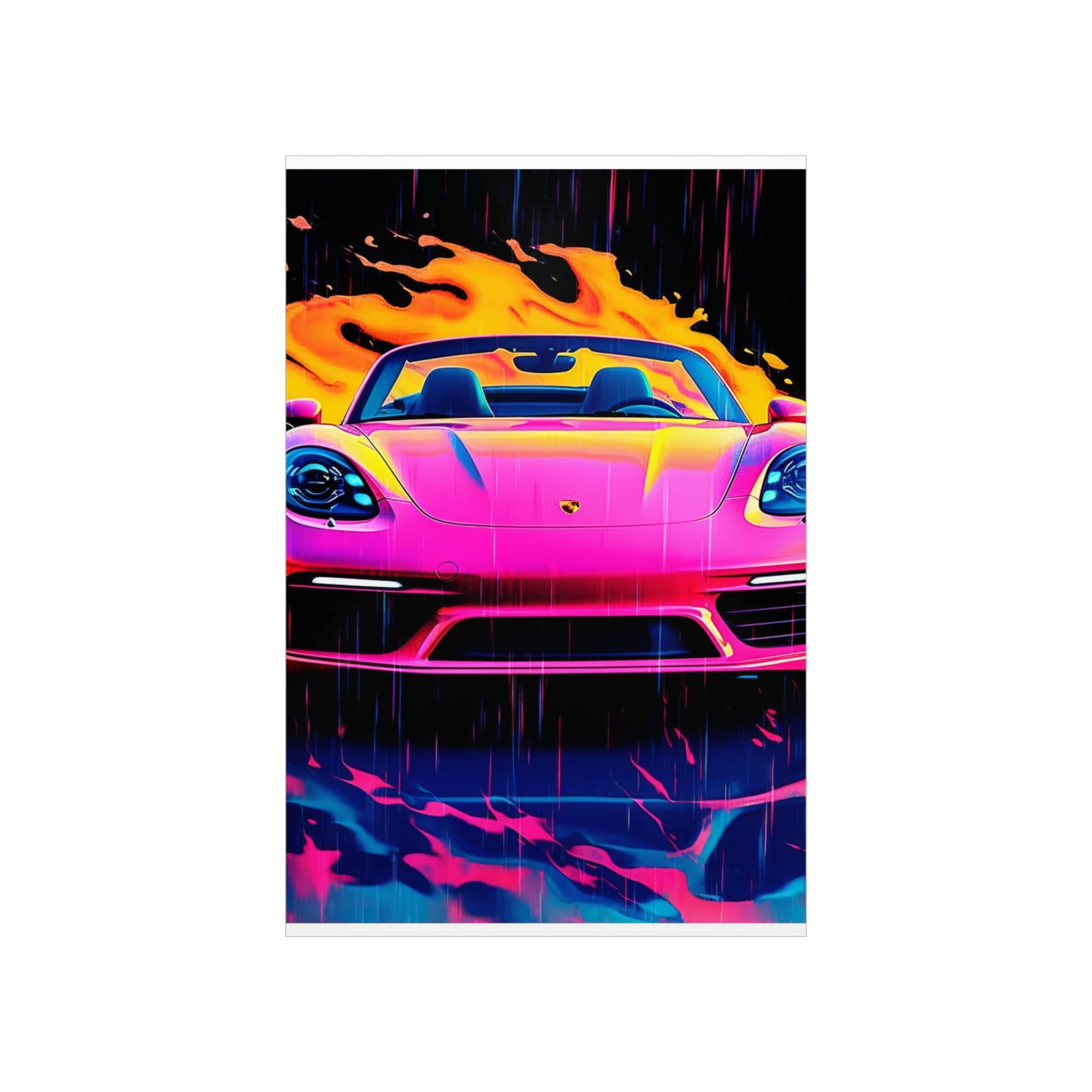 Premium Matte Vertical Posters Pink Porsche water fusion 1