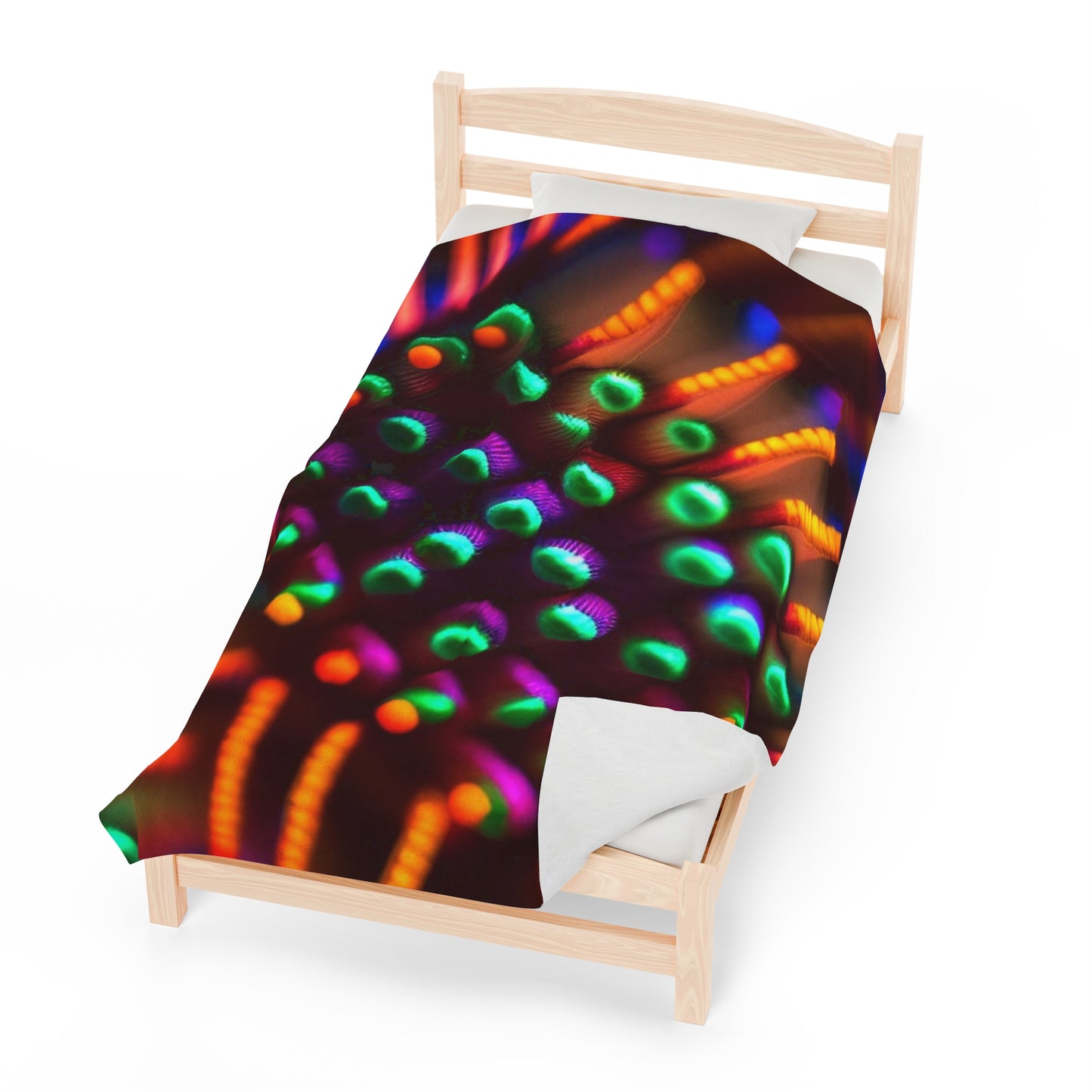 Velveteen Plush Blanket Macro Cactus neon square 3