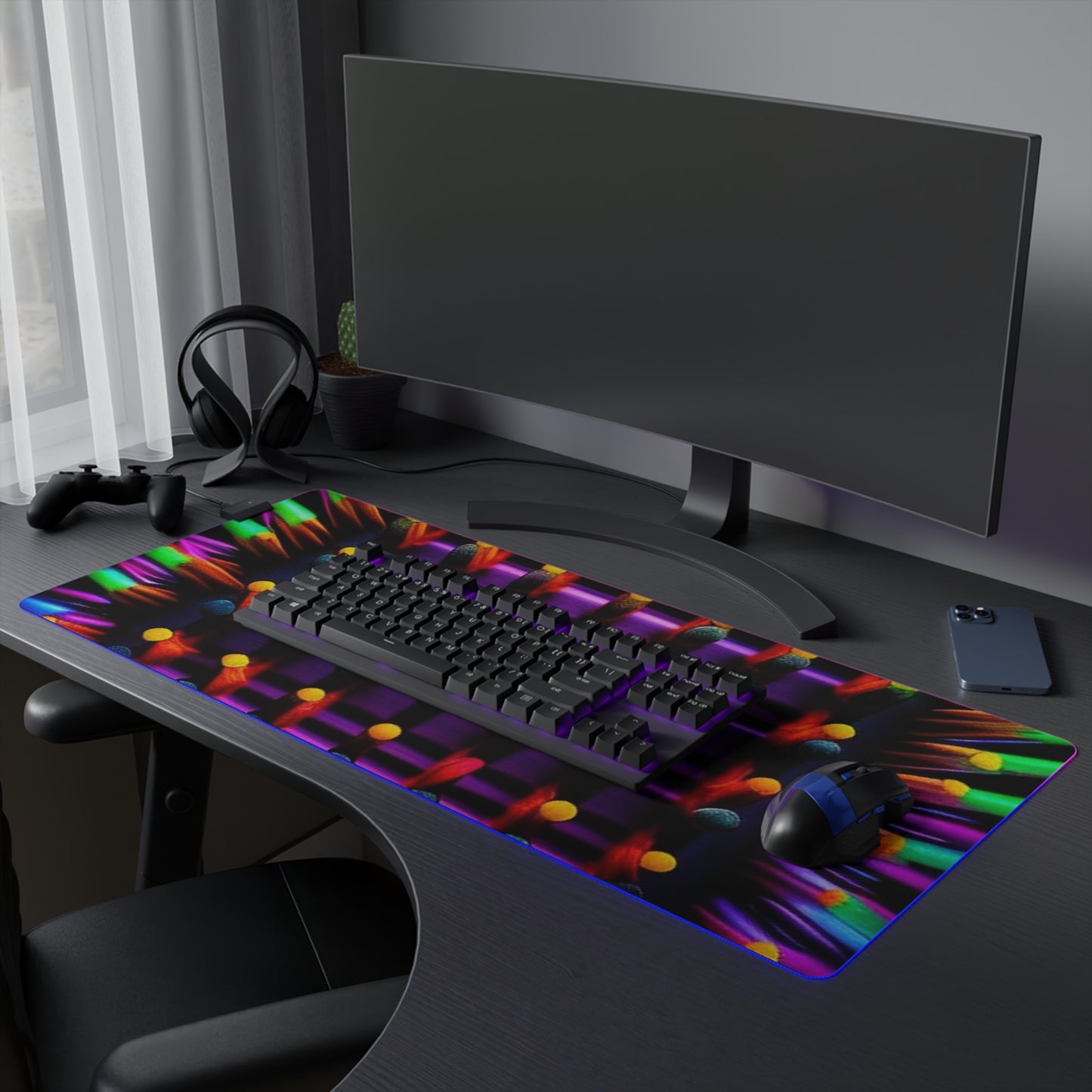 LED Gaming Mouse Pad Macro Cactus neon square 2