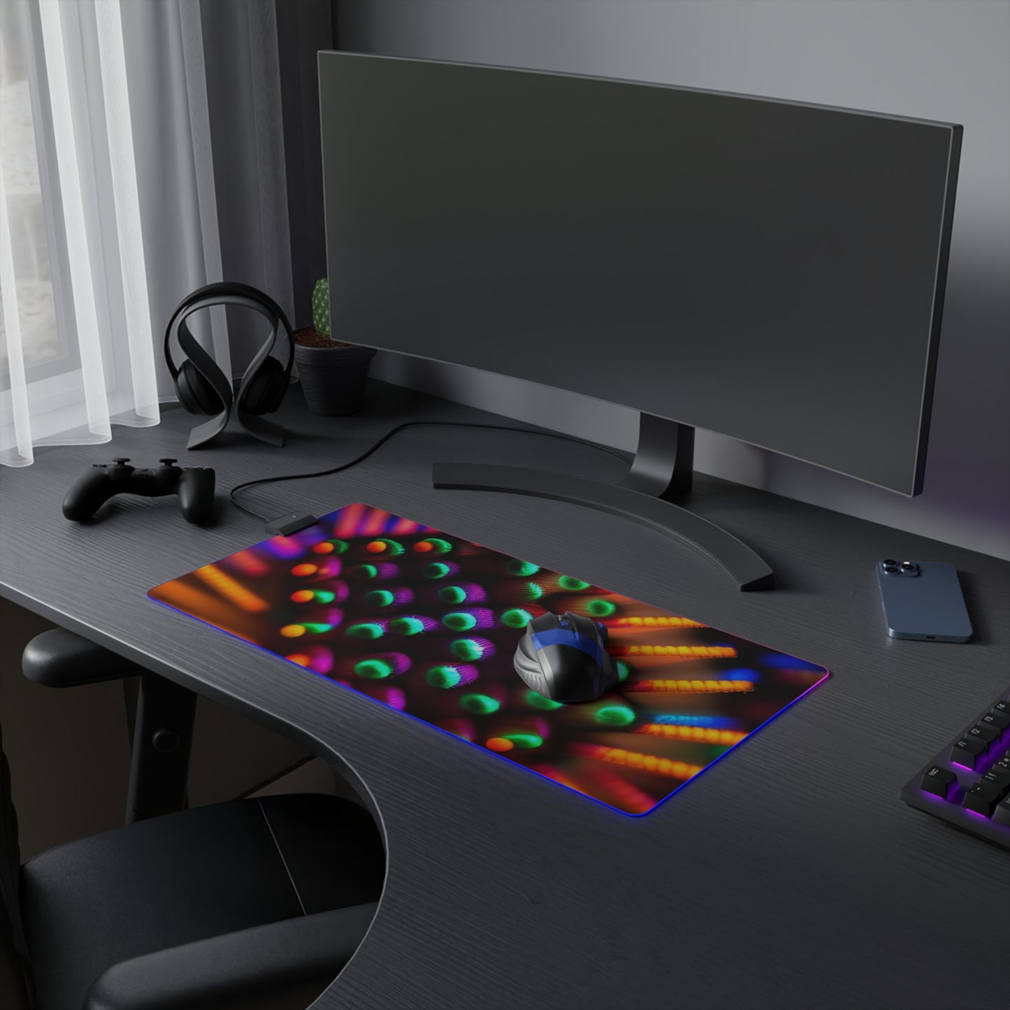 LED Gaming Mouse Pad Macro Cactus neon square 3