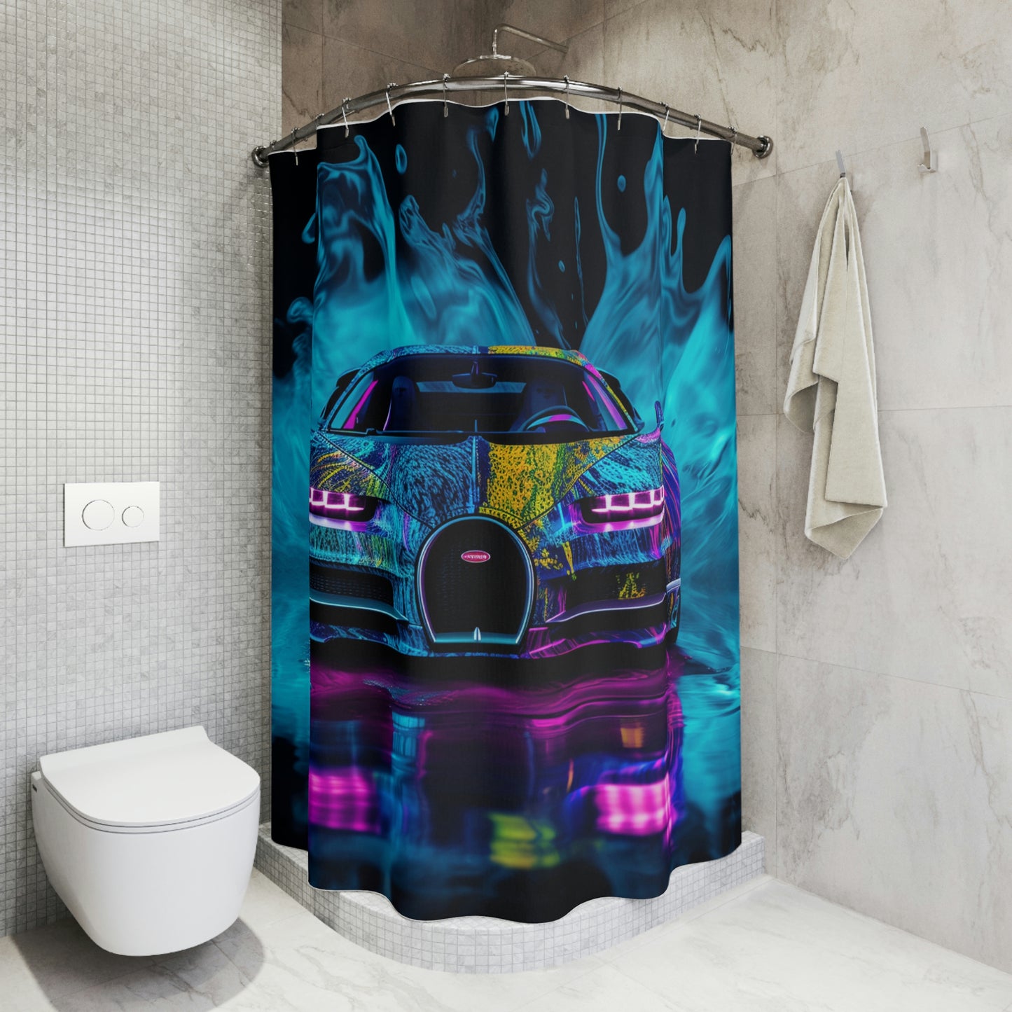 Polyester Shower Curtain Bugatti water 2