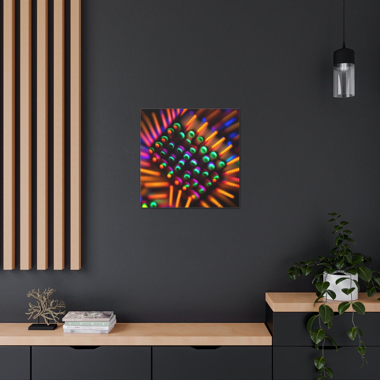 Canvas Gallery WrapsMacro Cactus neon square 3