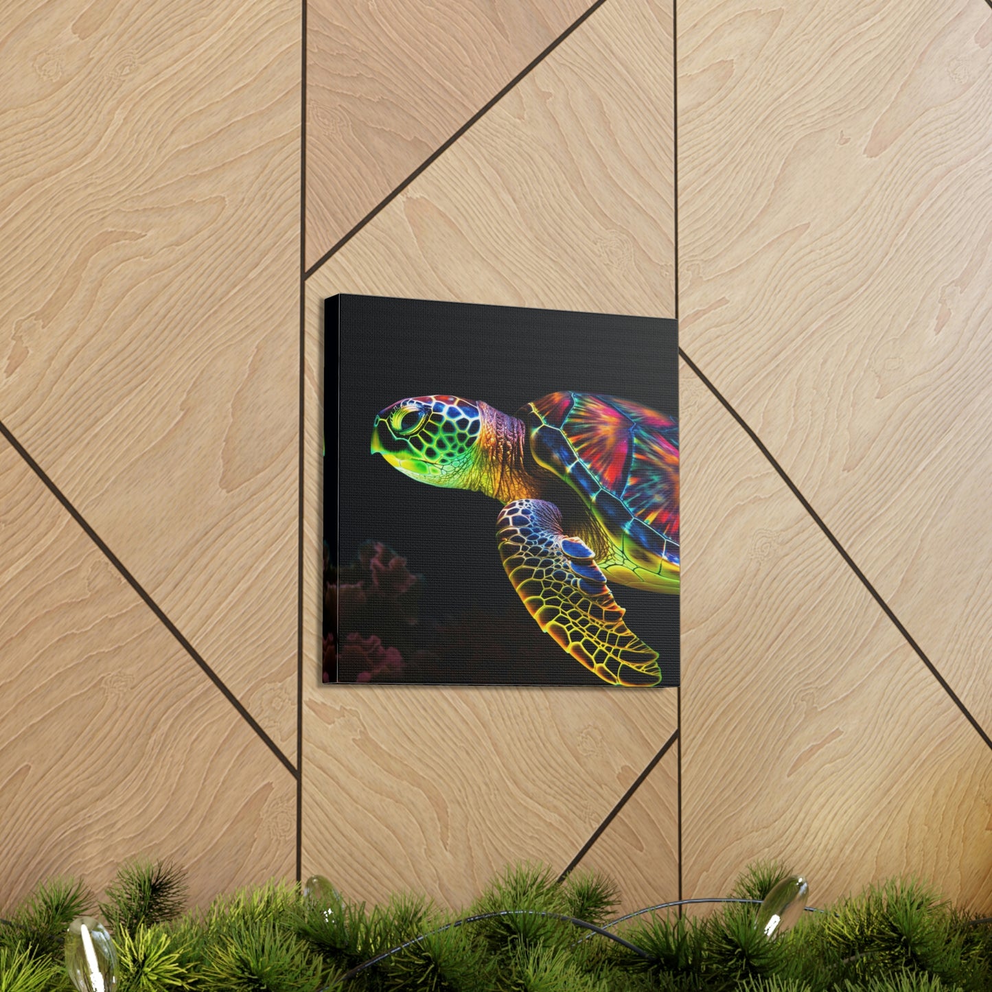 Canvas Gallery Wraps Neon Sea Turtle 4