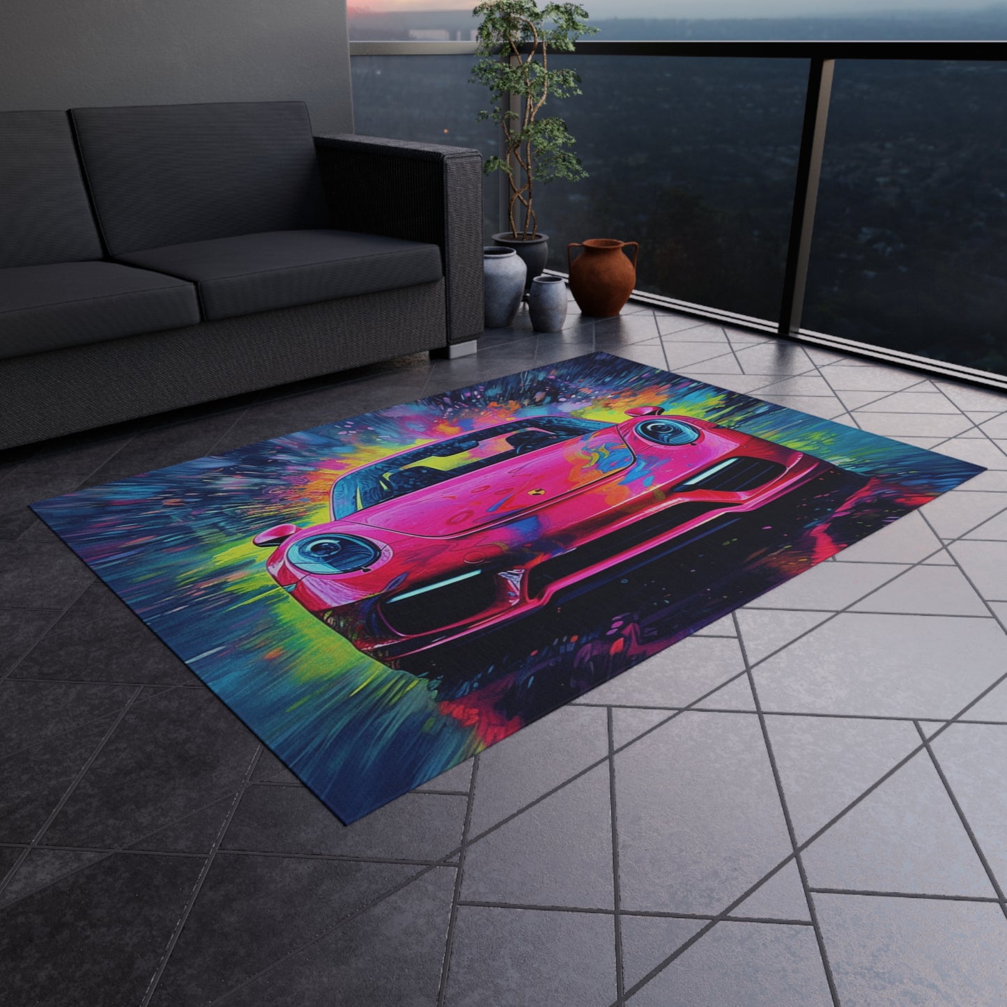 Outdoor Rug  Pink Porsche water fusion 3