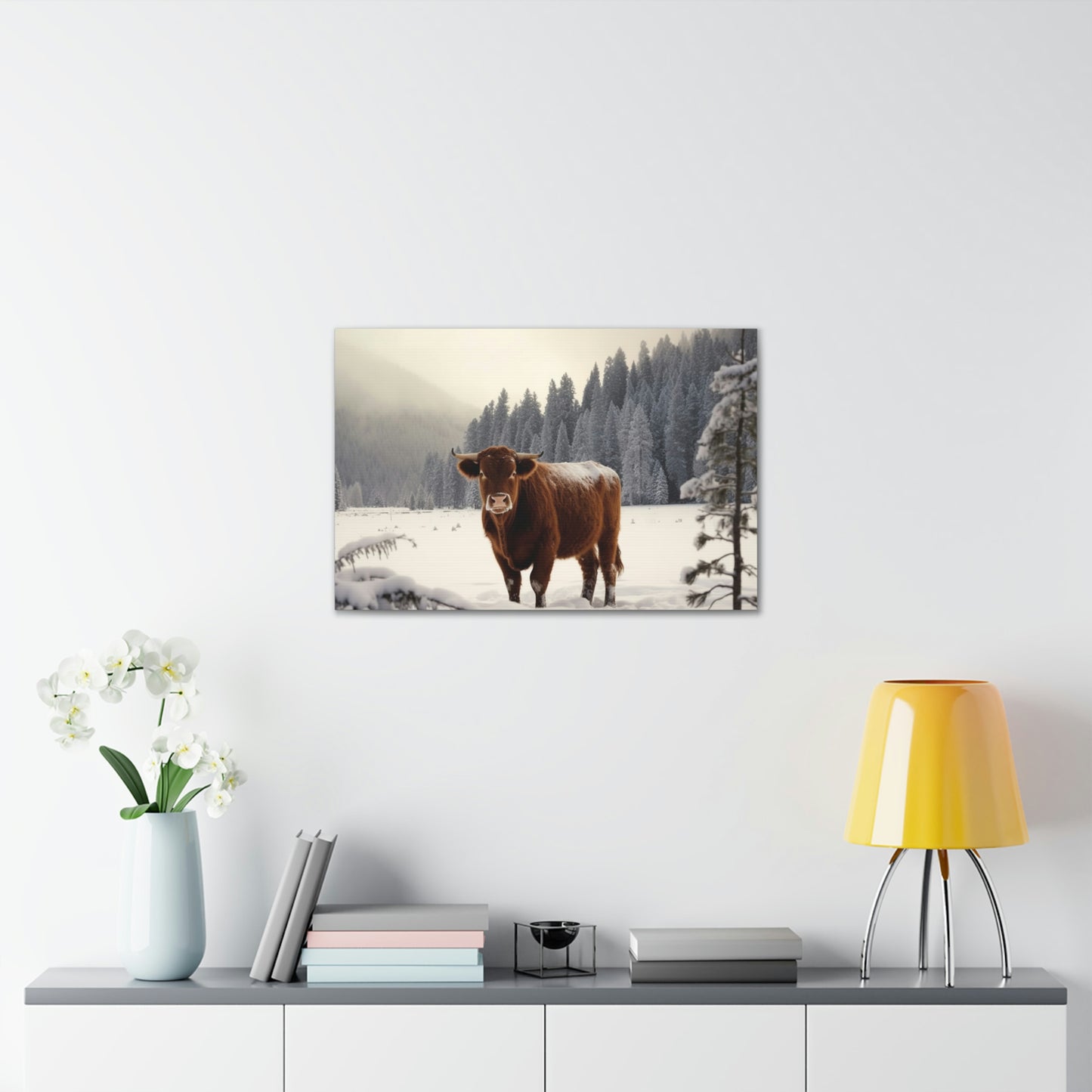 Canvas Gallery Wraps Cow Snow 3