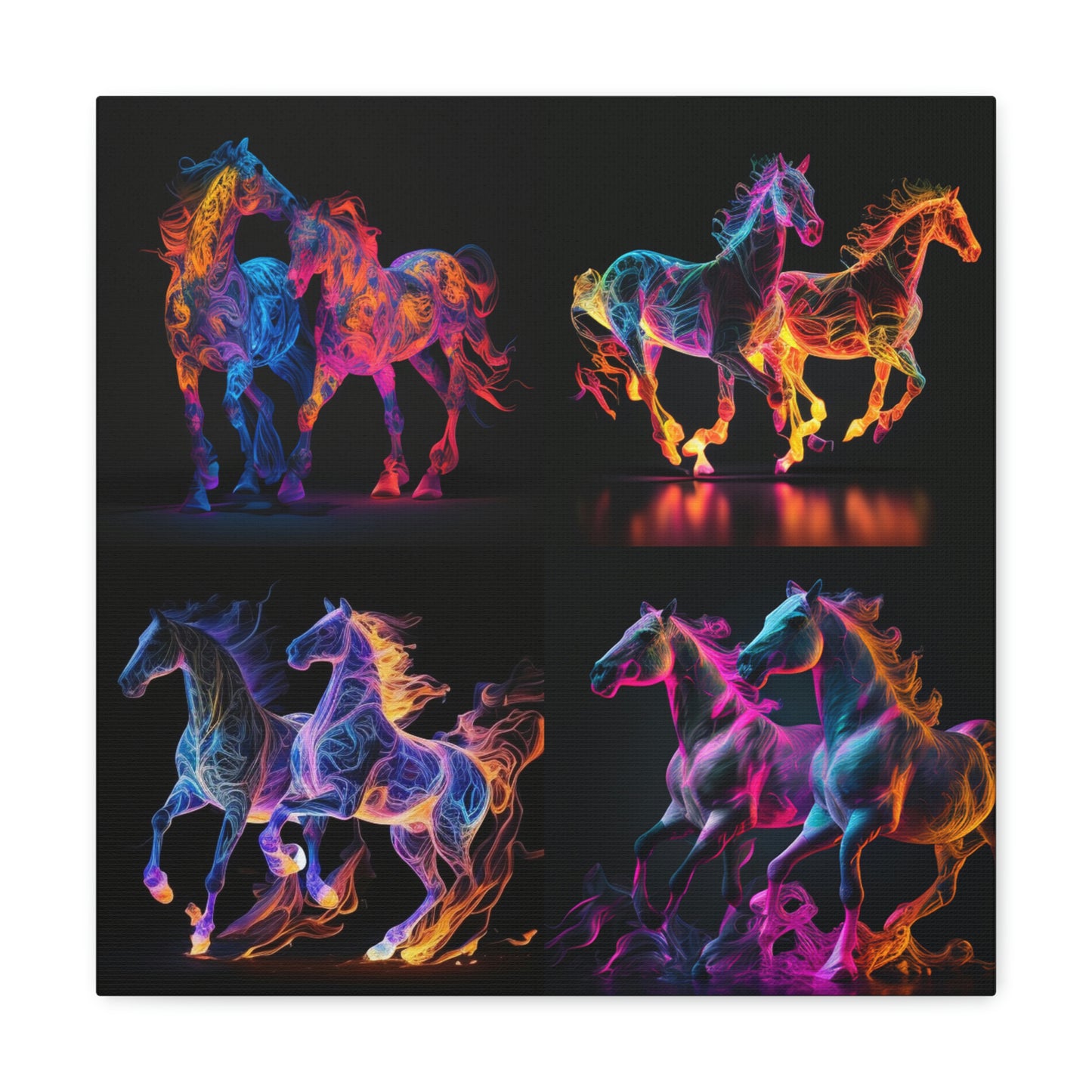 Canvas Gallery Wraps Two Neon Horses 4 Pack