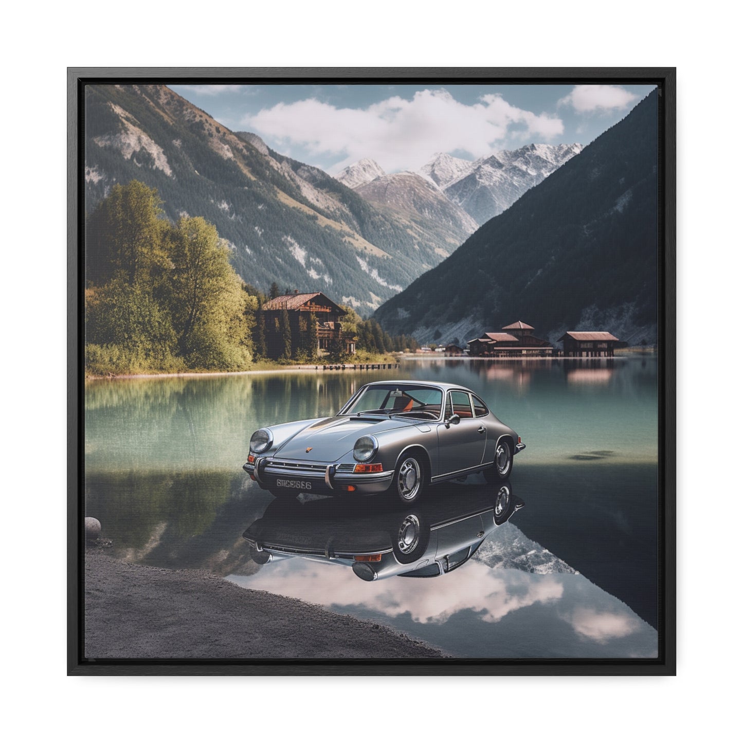 Gallery Canvas Wraps, Square Frame Porsche Lake 2
