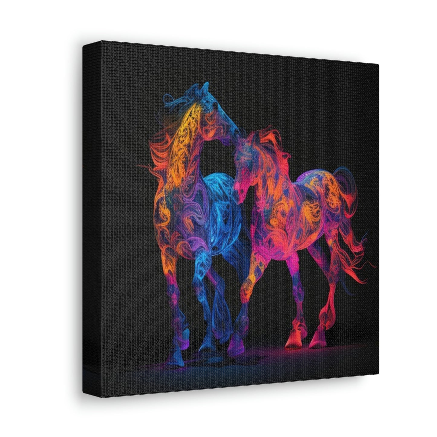 Canvas Gallery Wraps Two Neon Horses 1