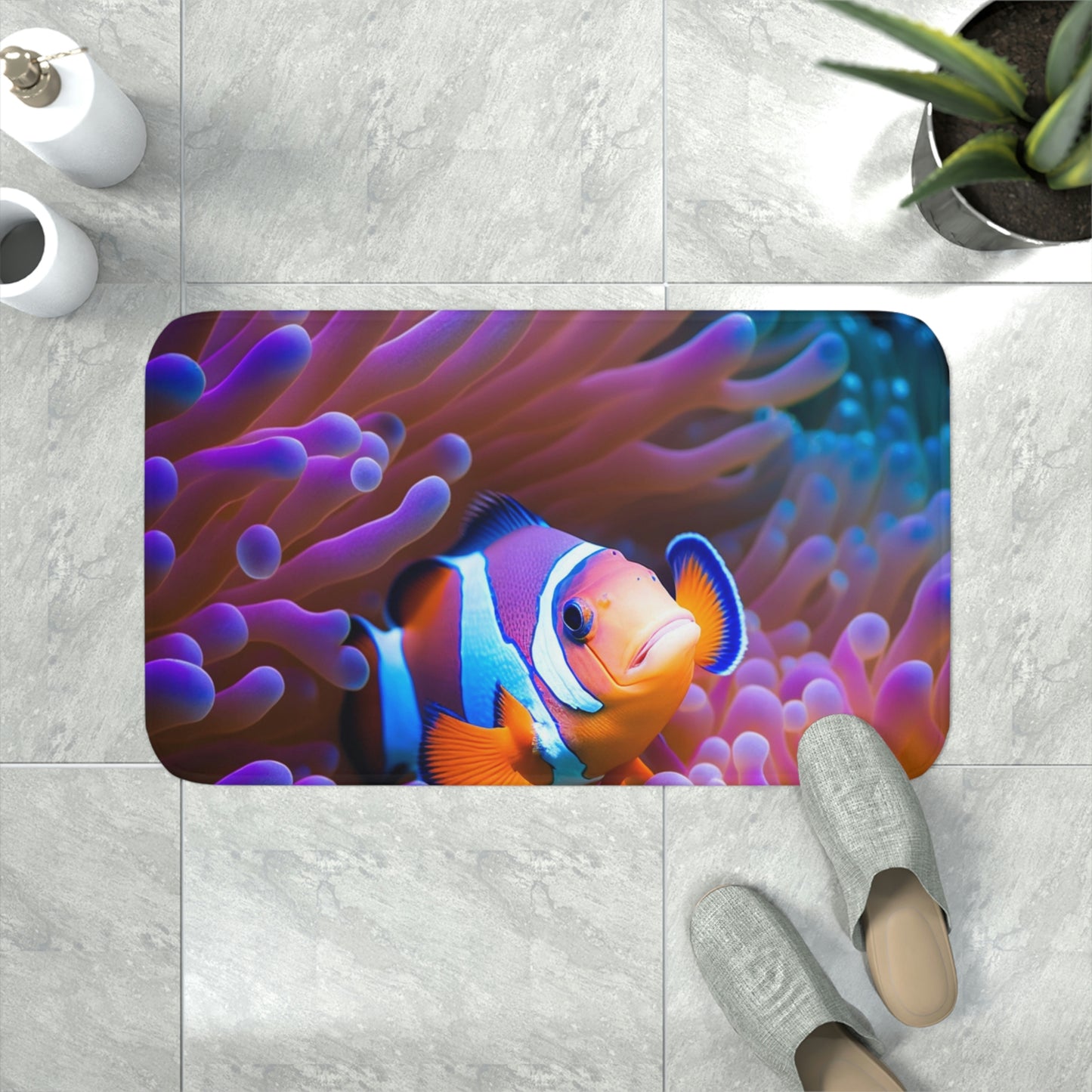 Memory Foam Bath Mat clown fish anemone 4