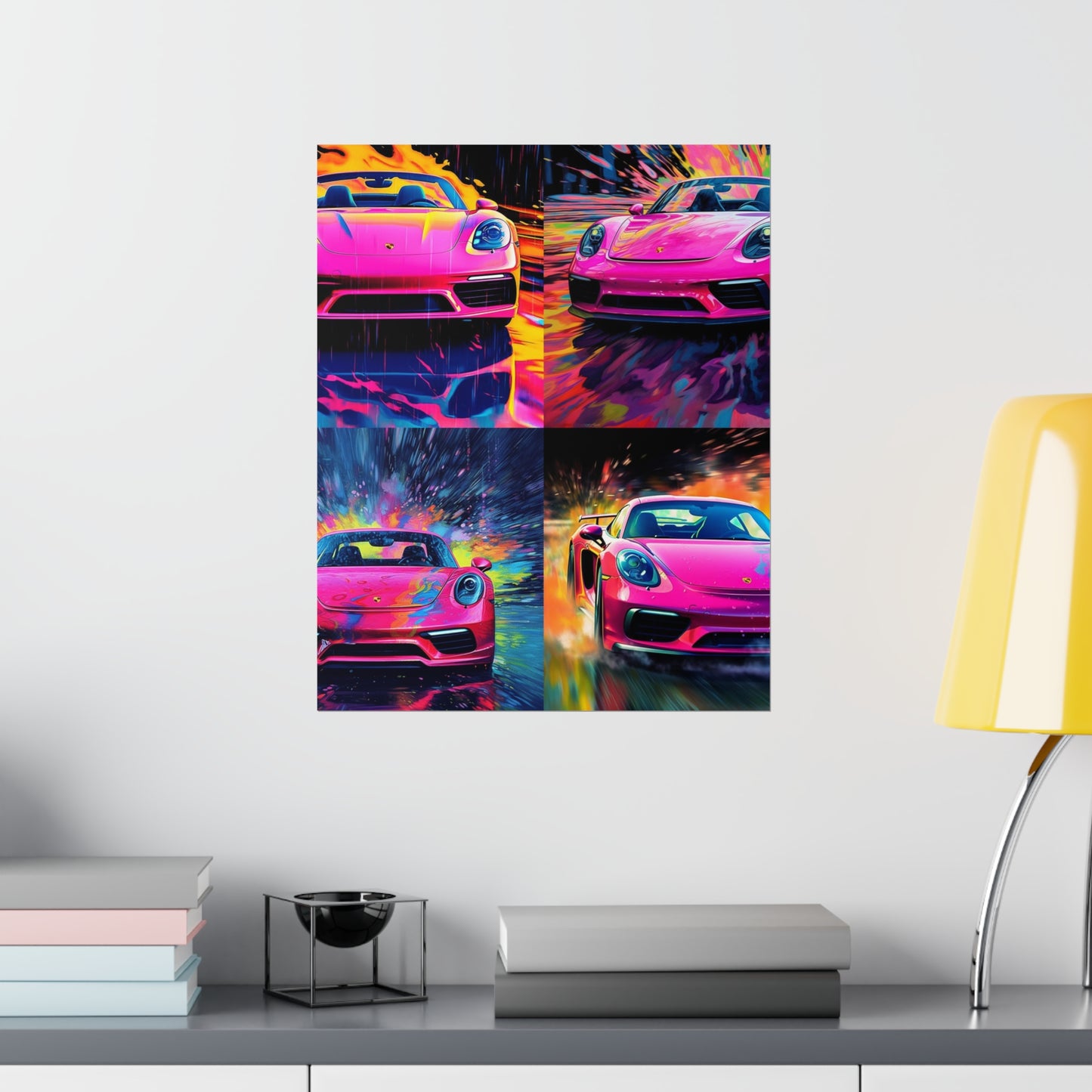 Premium Matte Vertical Posters Pink Porsche water fusion 5