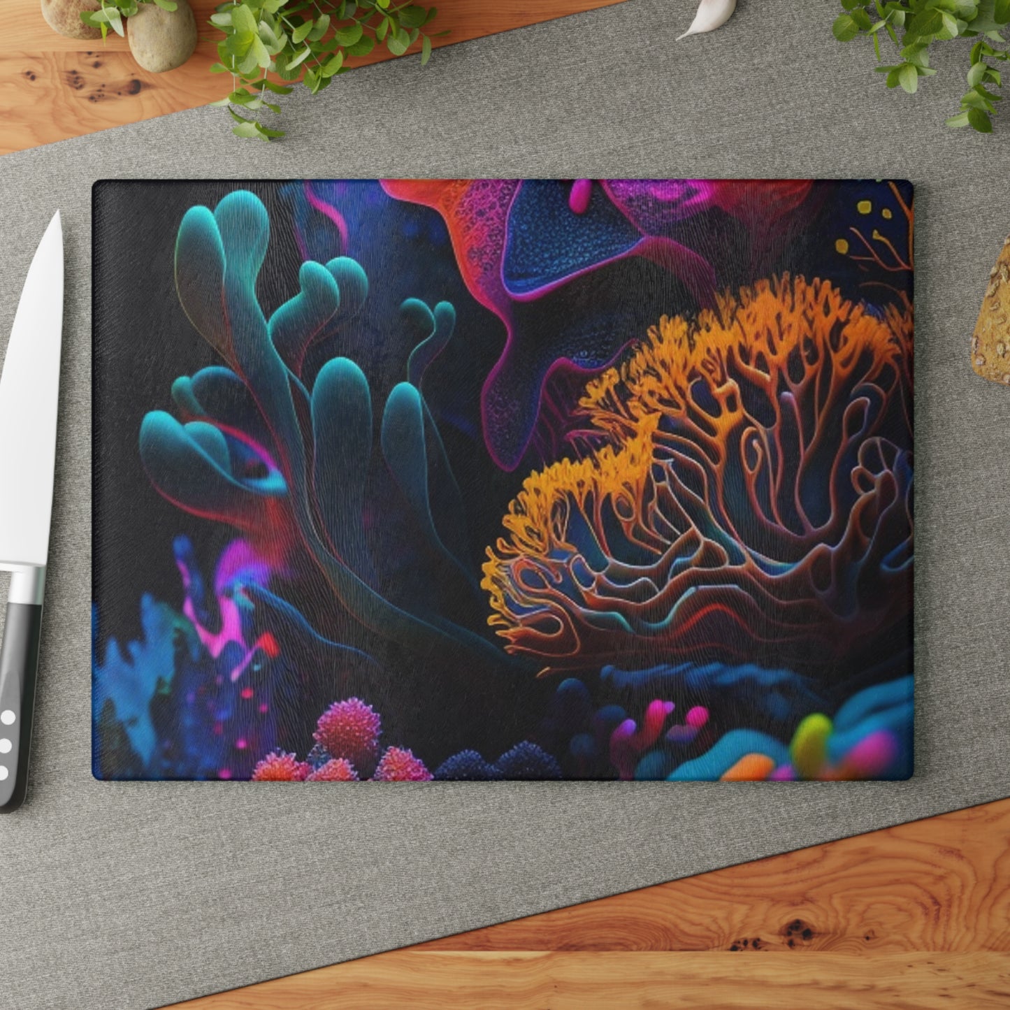 Glass Cutting Board Macro Coral Reef 2