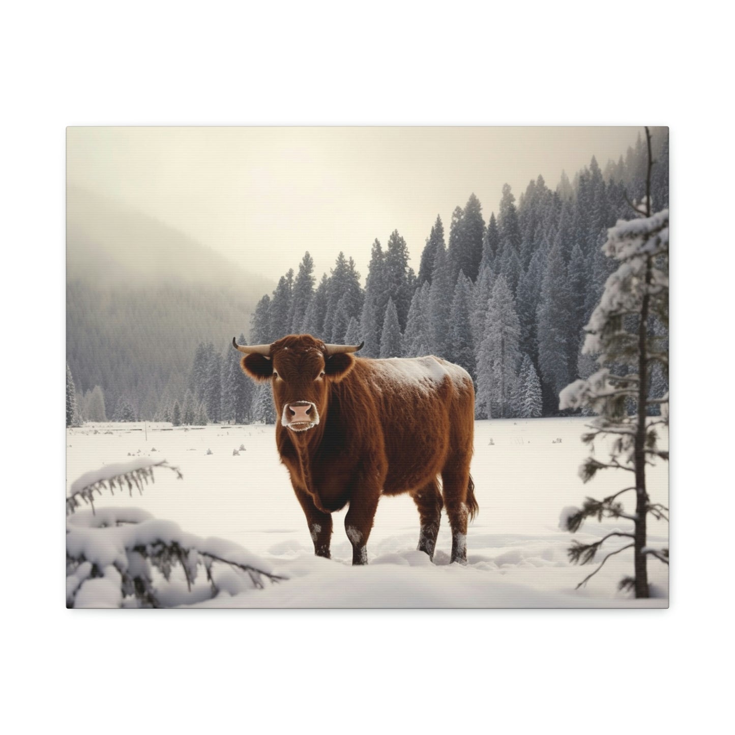 Canvas Gallery Wraps Cow Snow 3