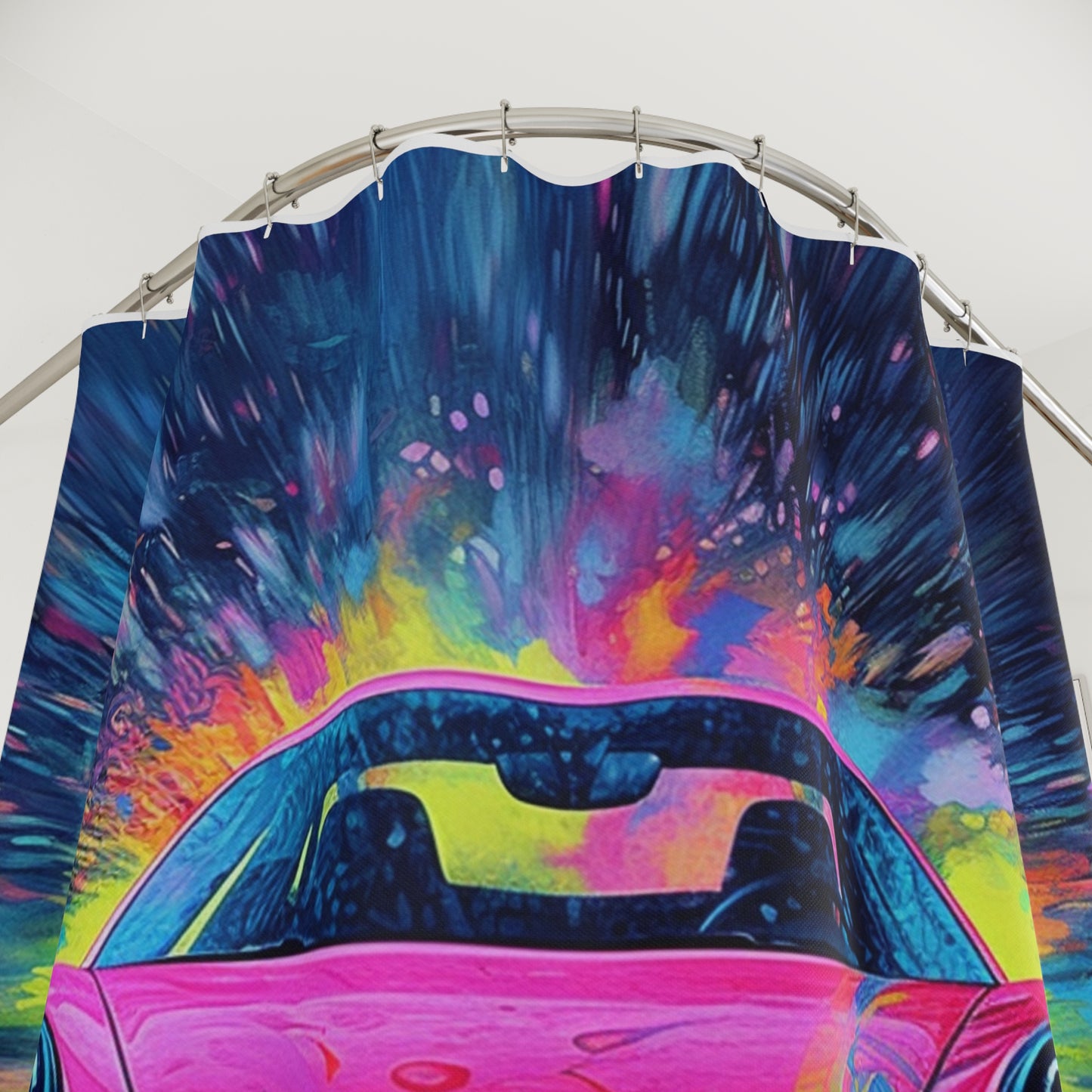 Polyester Shower Curtain Pink Porsche water fusion 3