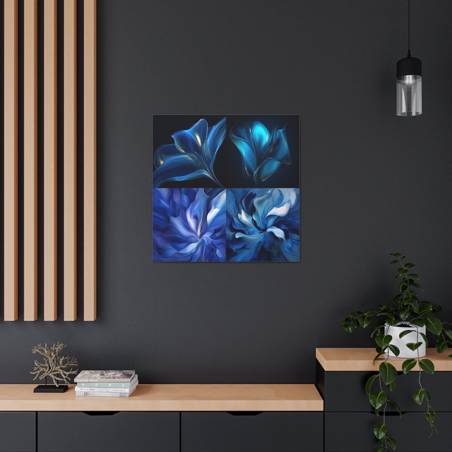 Canvas Gallery Wraps Abstract Blue Tulip 5