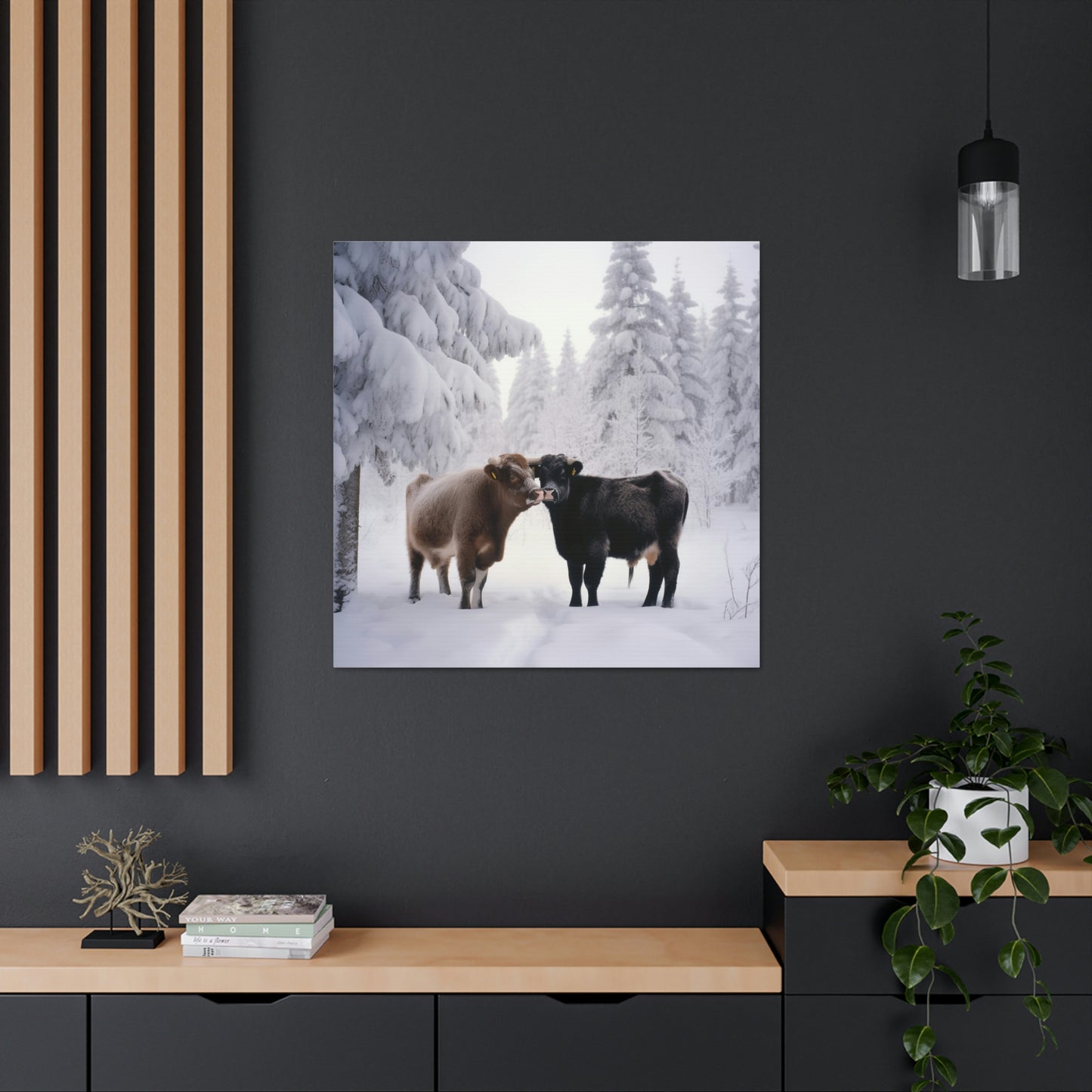 Canvas Gallery Wraps Long Haired Cow snow 3