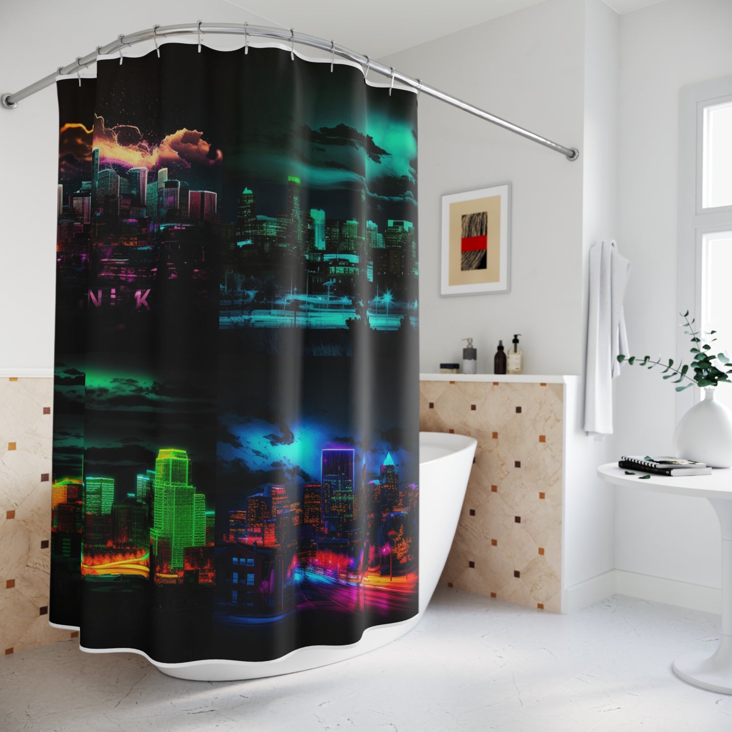 Polyester Shower Curtain Neon Denver