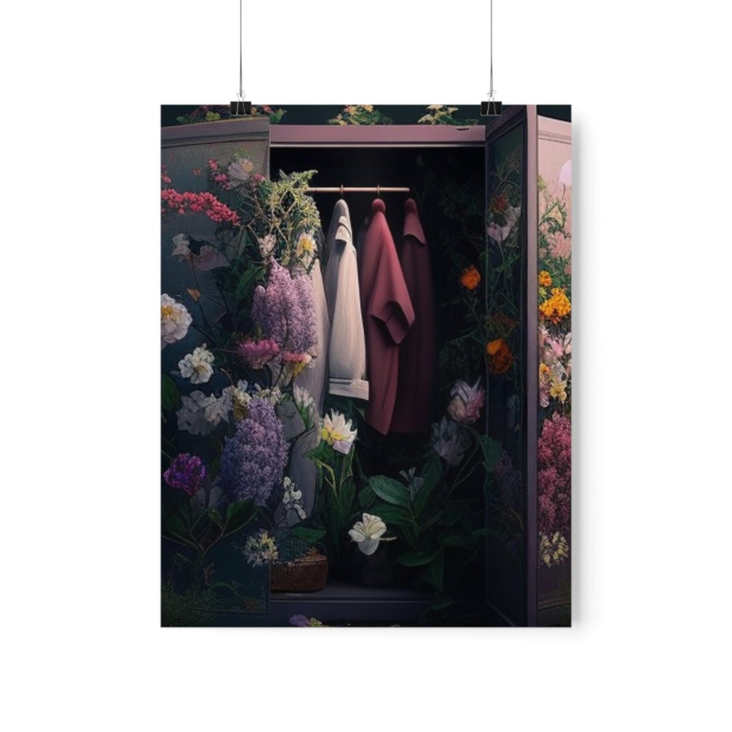 Premium Matte Vertical Posters A Wardrobe Surrounded by Flowers 2