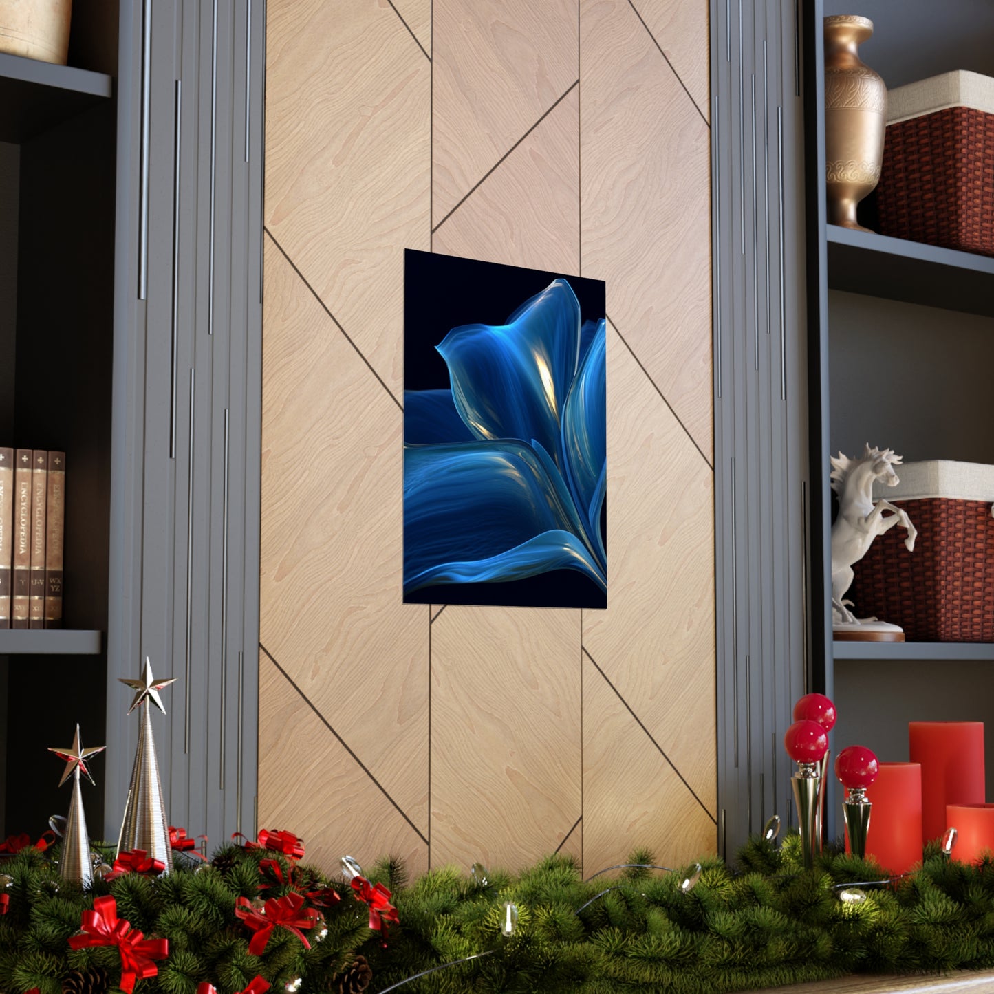 Premium Matte Vertical Posters Abstract Blue Tulip 1