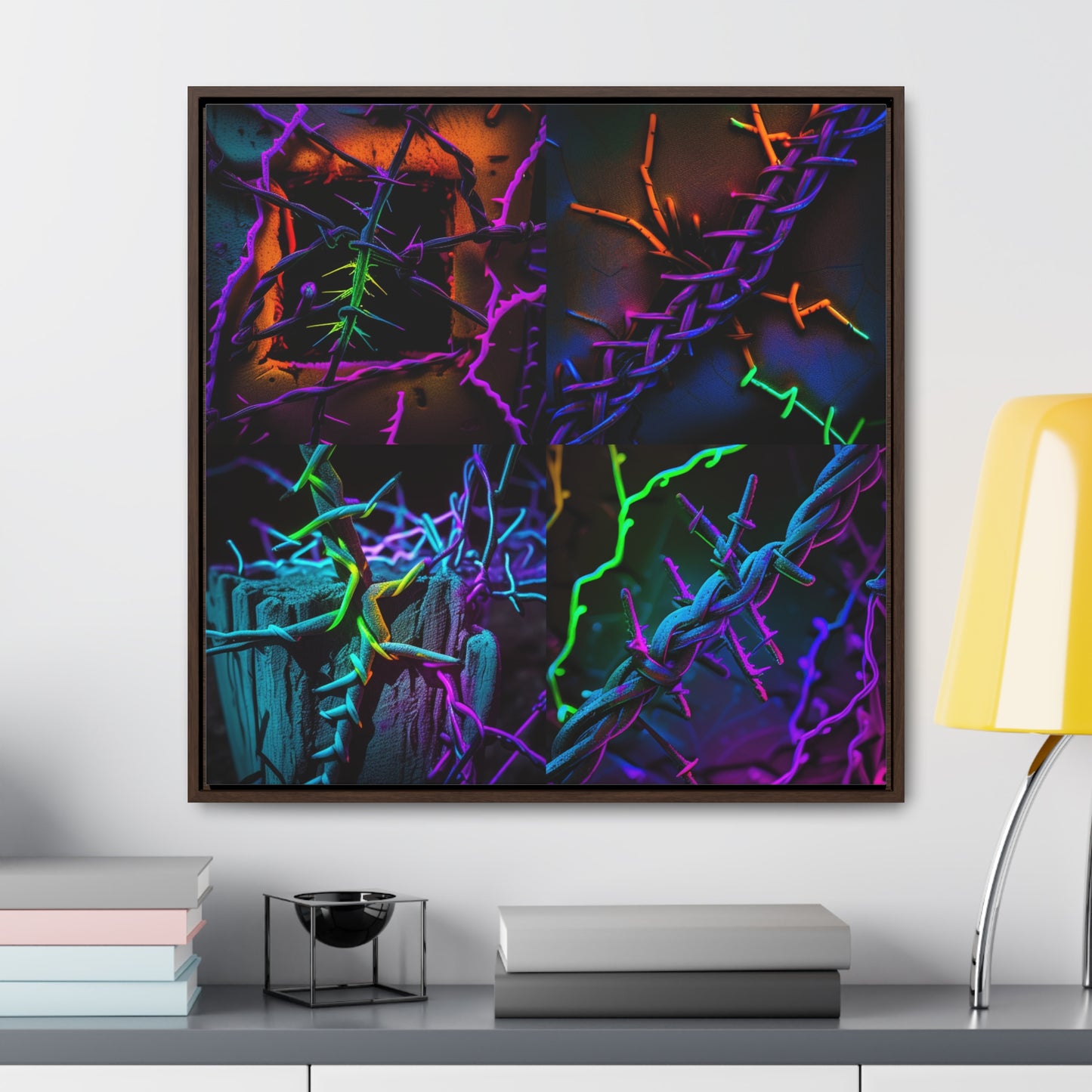 Gallery Canvas Wraps, Square Frame Macro Neon Barbs 5