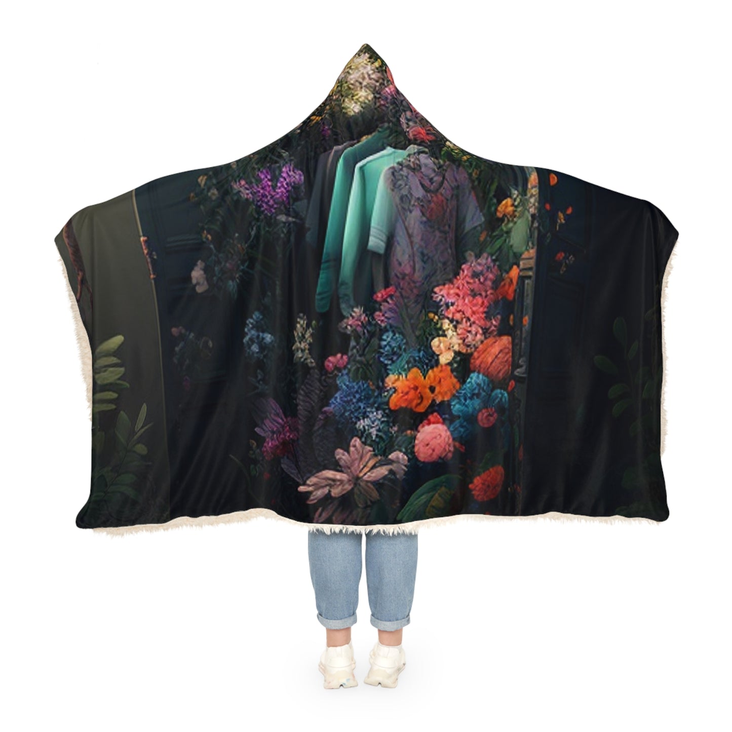 Snuggle Hooded Blanket A Wardrobe Surrounded by Flowers 1