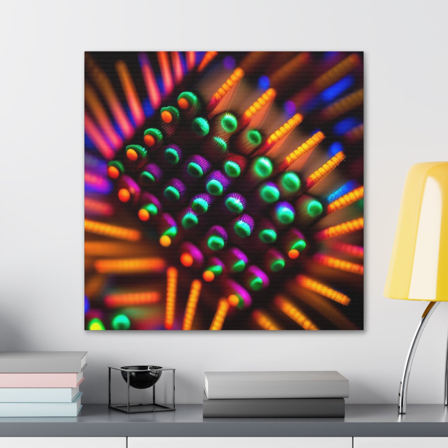 Canvas Gallery WrapsMacro Cactus neon square 3