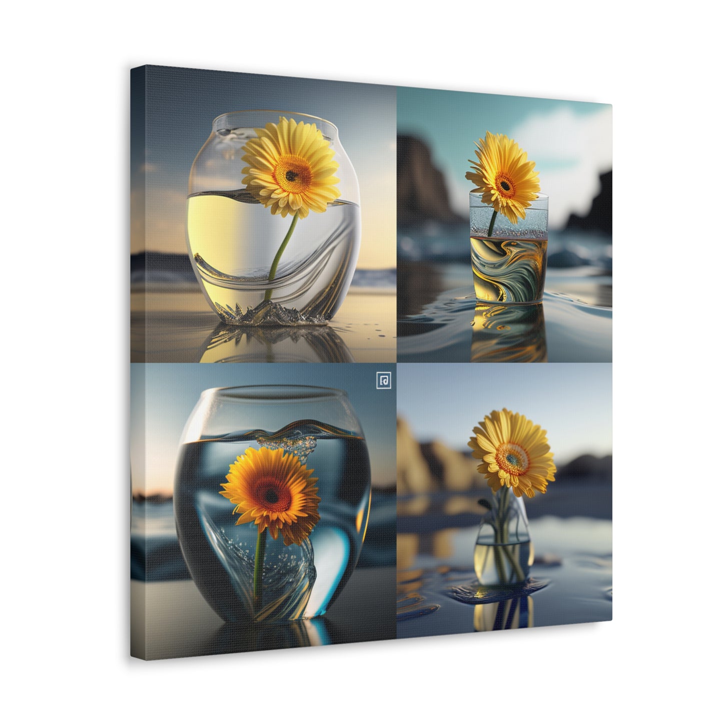 Yellow Gerbera Glass 4 pack