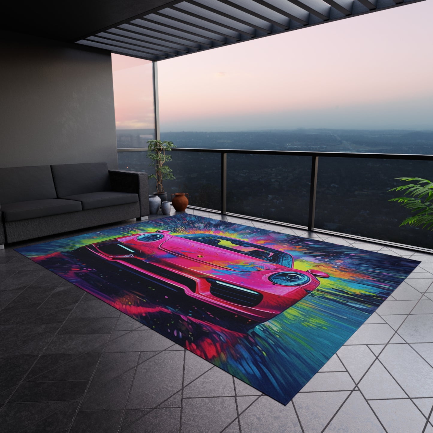 Outdoor Rug  Pink Porsche water fusion 3