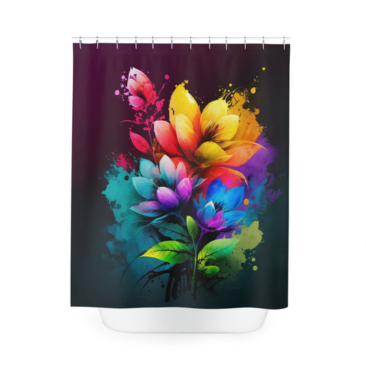 Polyester Shower Curtain bright spring flowers 3