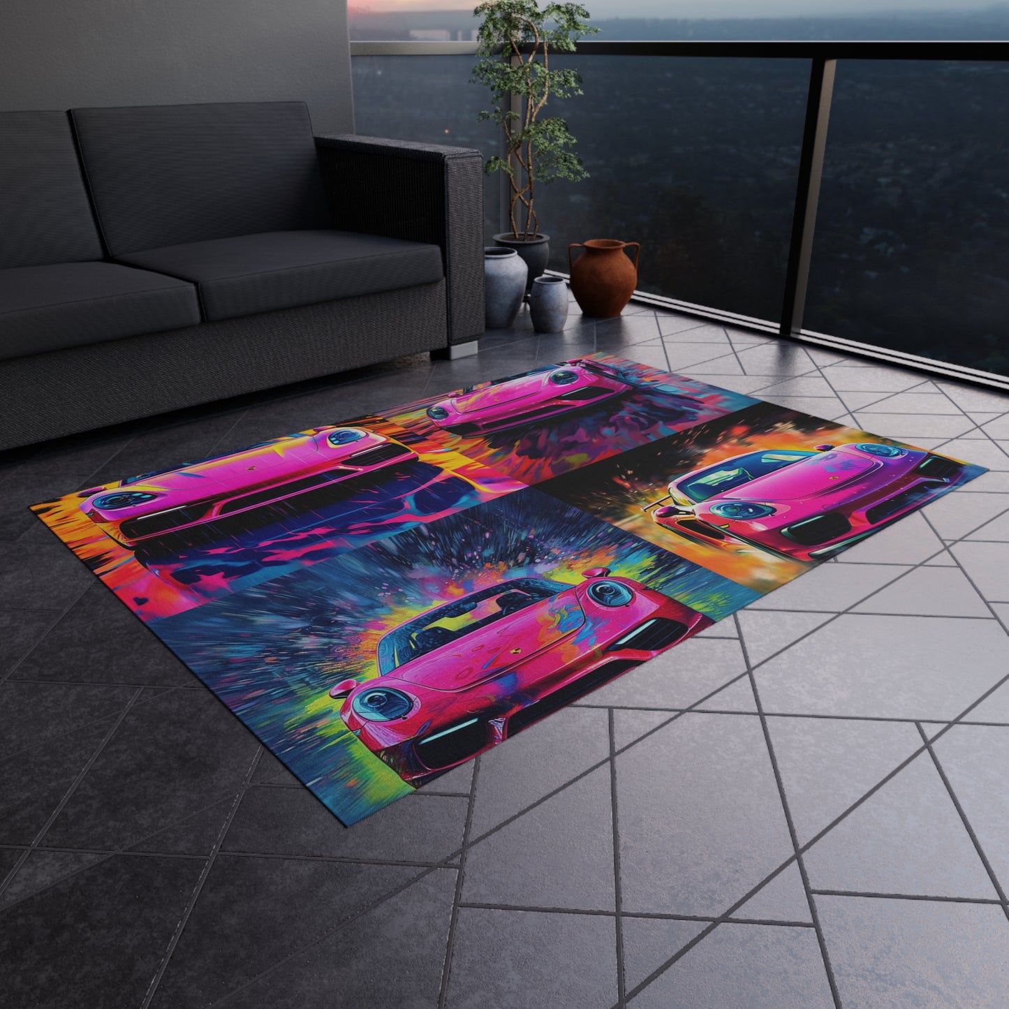 Outdoor Rug  Pink Porsche water fusion 5