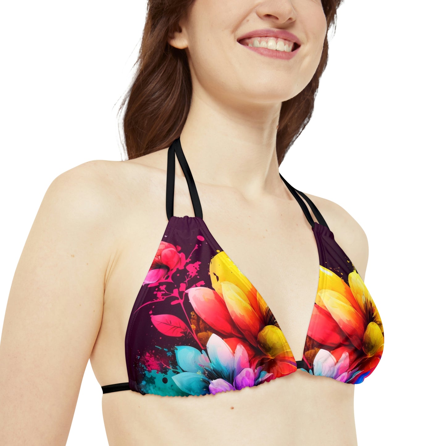 Strappy Bikini Set (AOP) Bright Spring Flowers 3