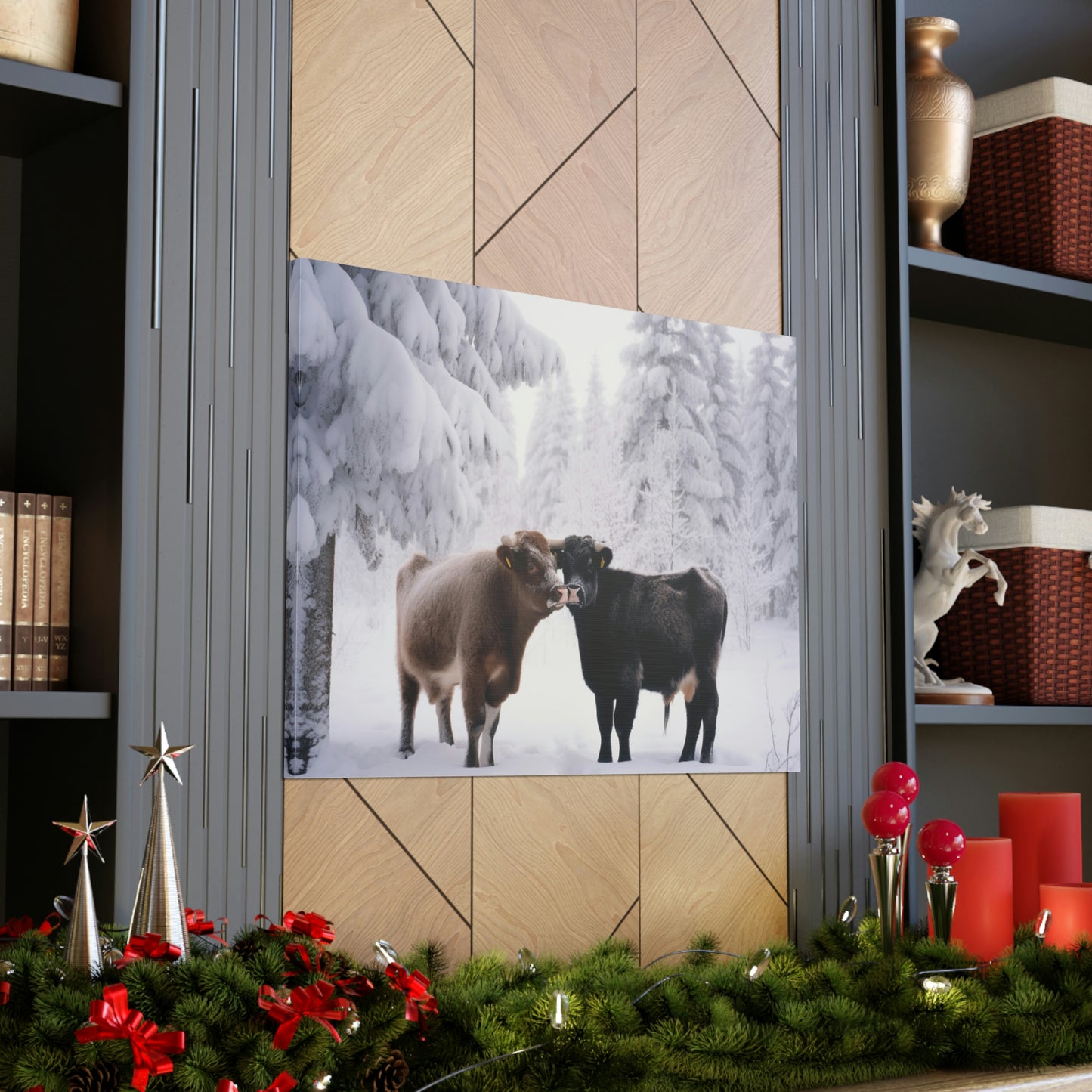 Canvas Gallery Wraps Long Haired Cow snow 3