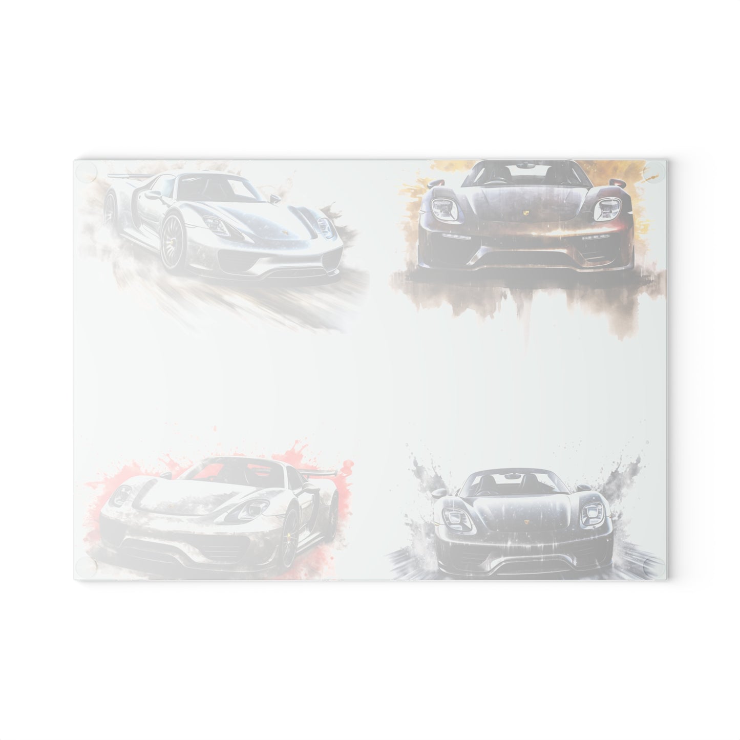 Glass Cutting Board 918 Spyder white background driving fast with water splashing 5