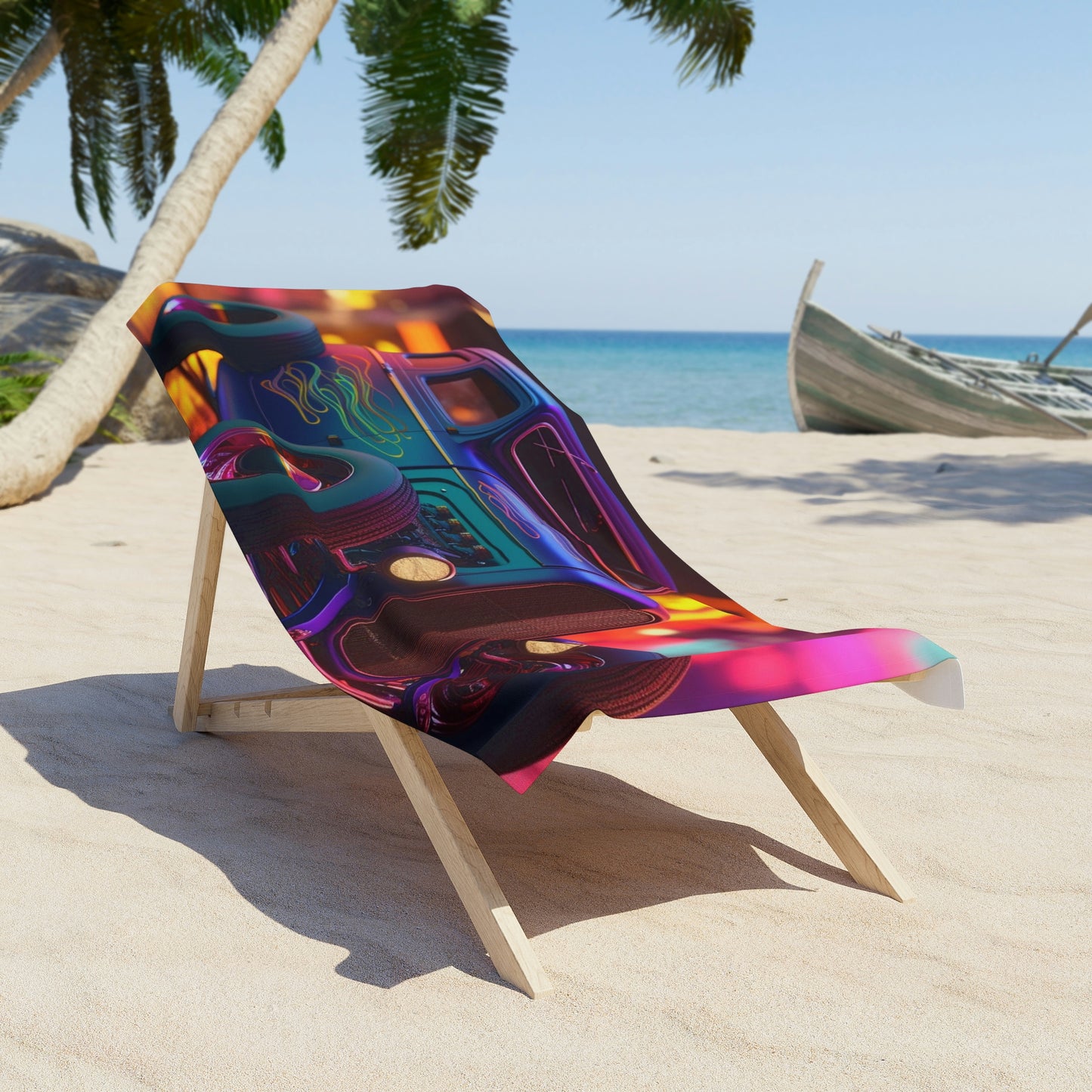 Beach Towel Hyper Colorful Hotrod 2