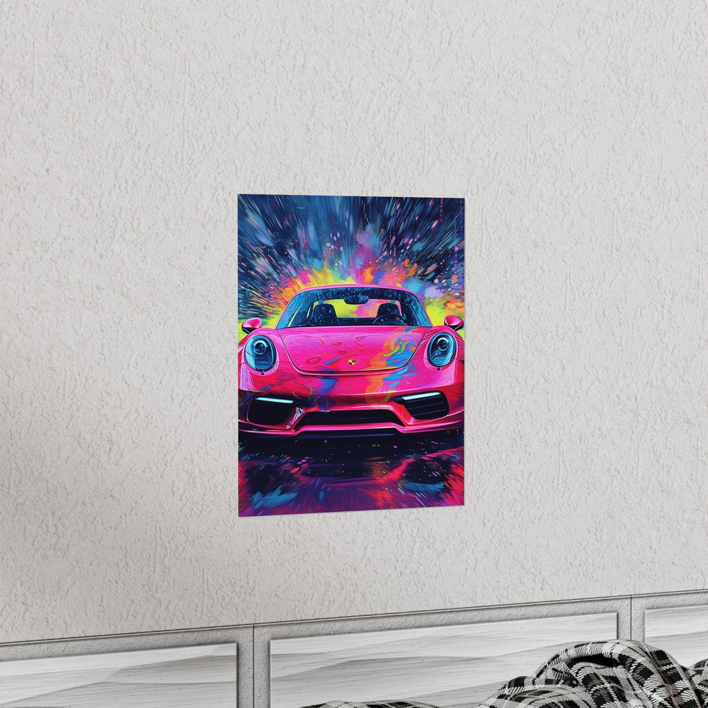 Premium Matte Vertical Posters Pink Porsche water fusion 3