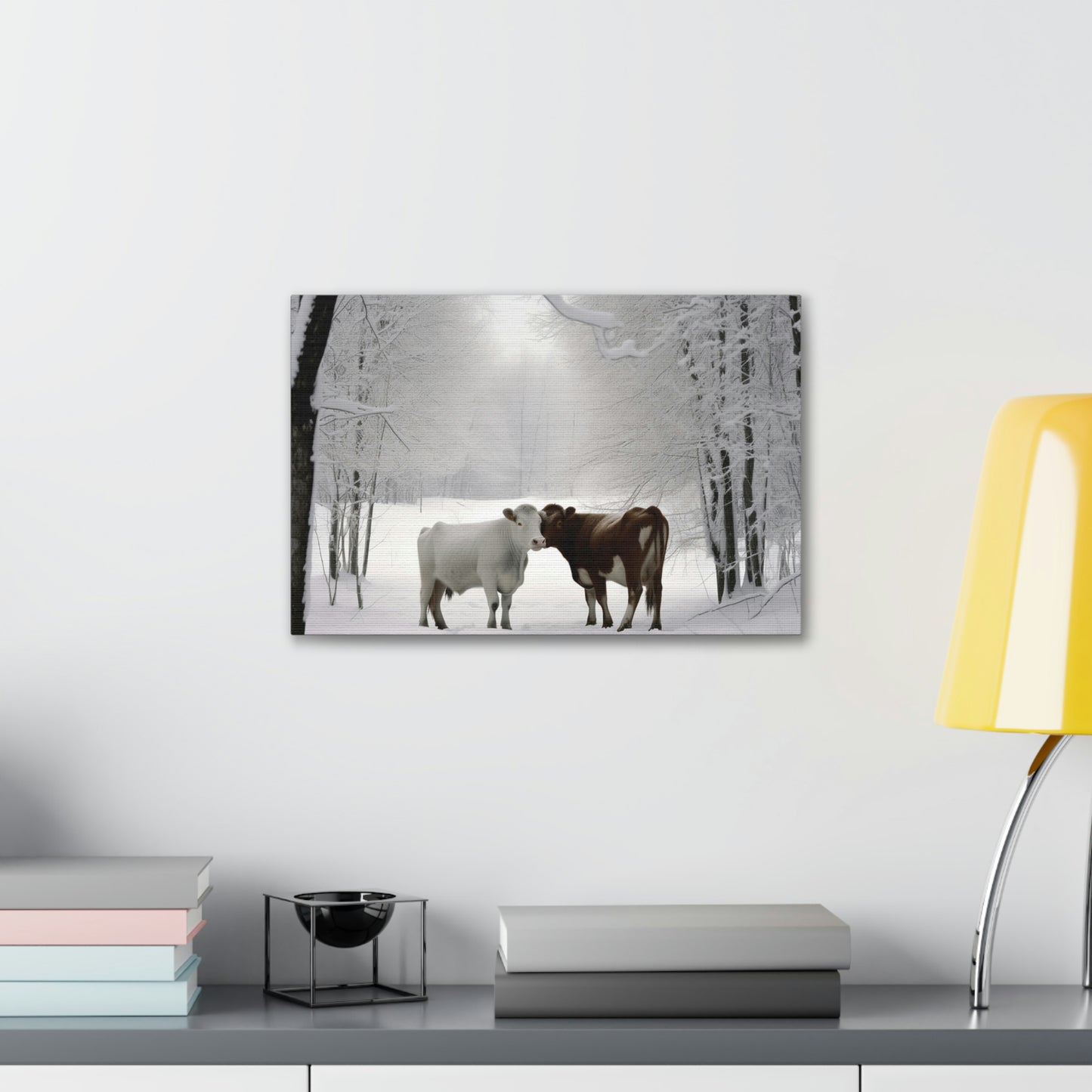 Canvas Gallery Wraps Long Haired Cow snow 4