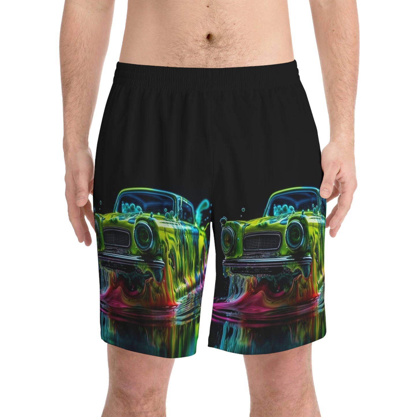 Men's Elastic Beach Shorts (AOP) Hotrod Water 3