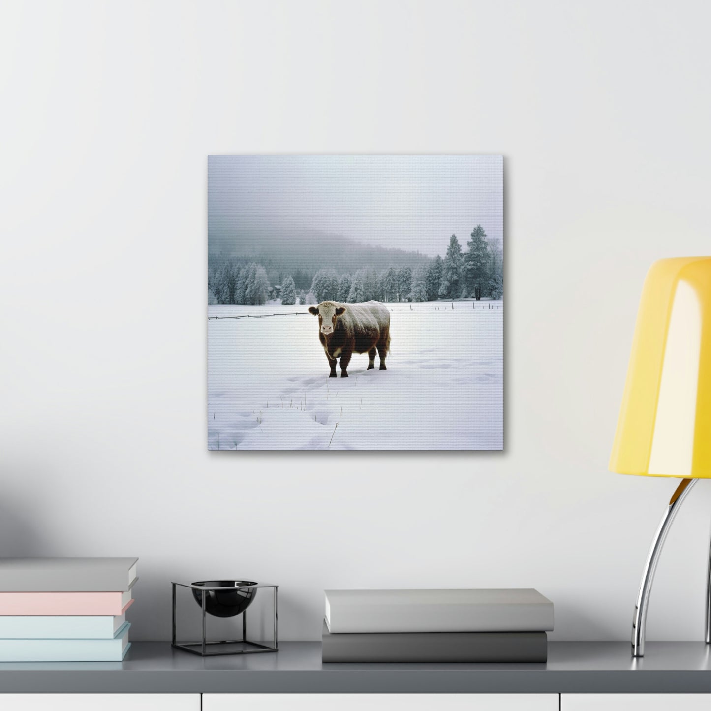 Canvas Gallery Wraps  Cow Snow 1