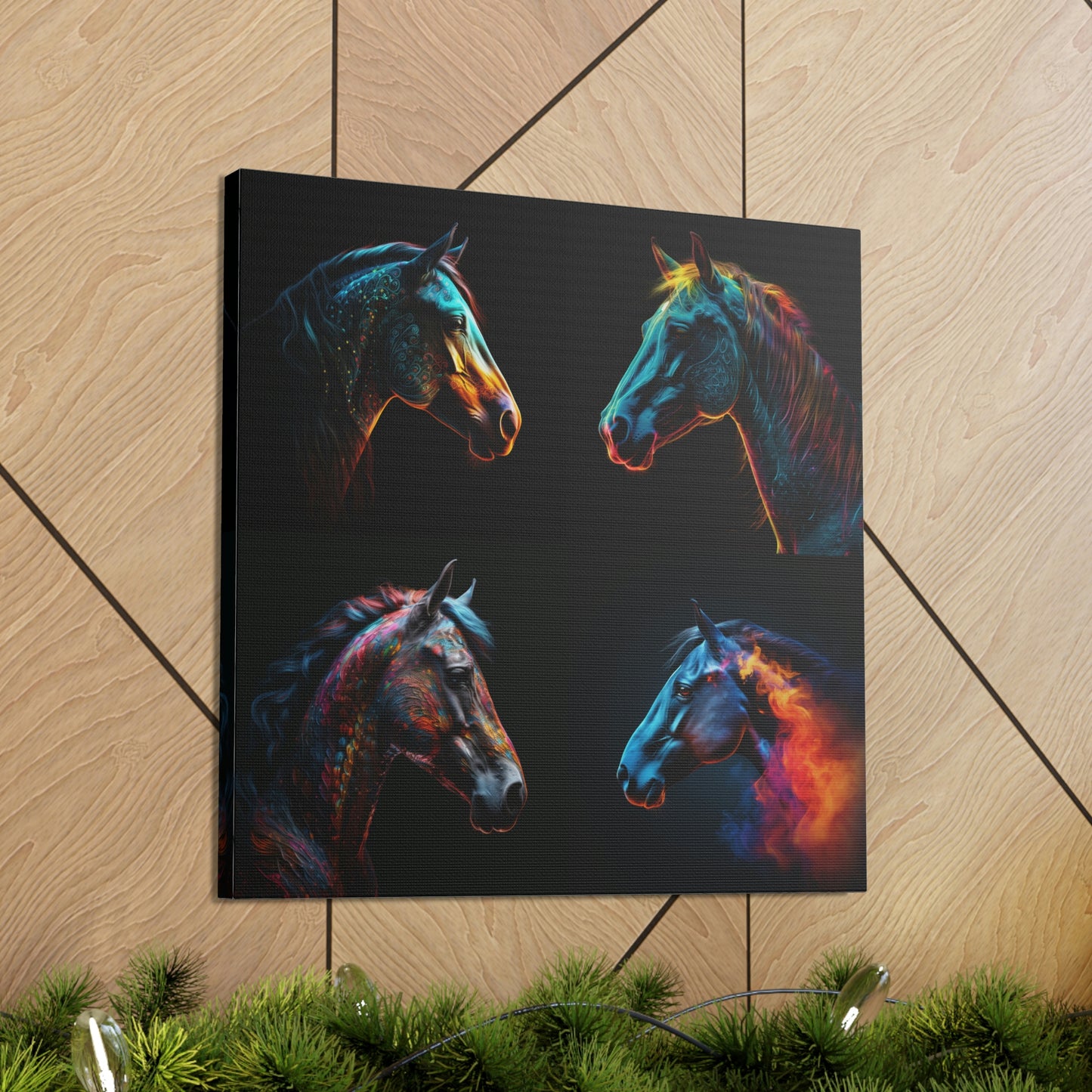 Canvas Gallery Wraps Neon Horses 4 Pack