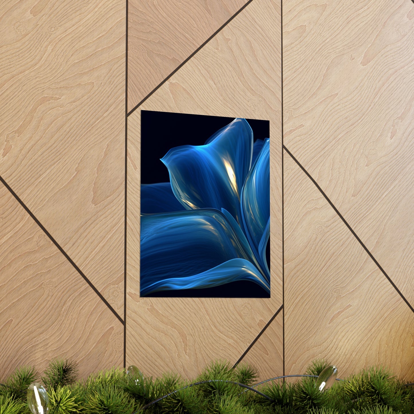 Premium Matte Vertical Posters Abstract Blue Tulip 1