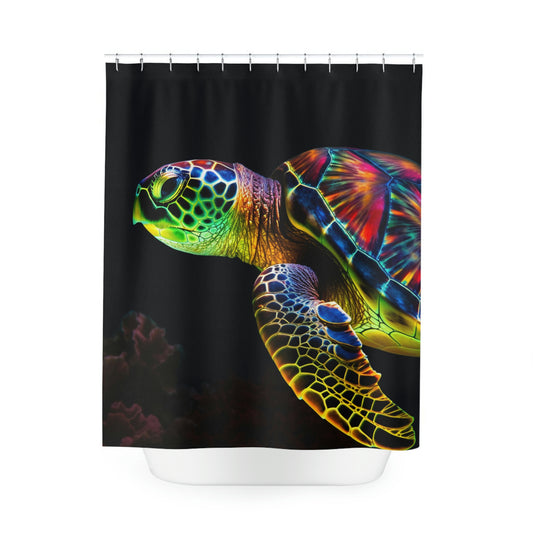 Polyester Shower Curtain neon turtle 4