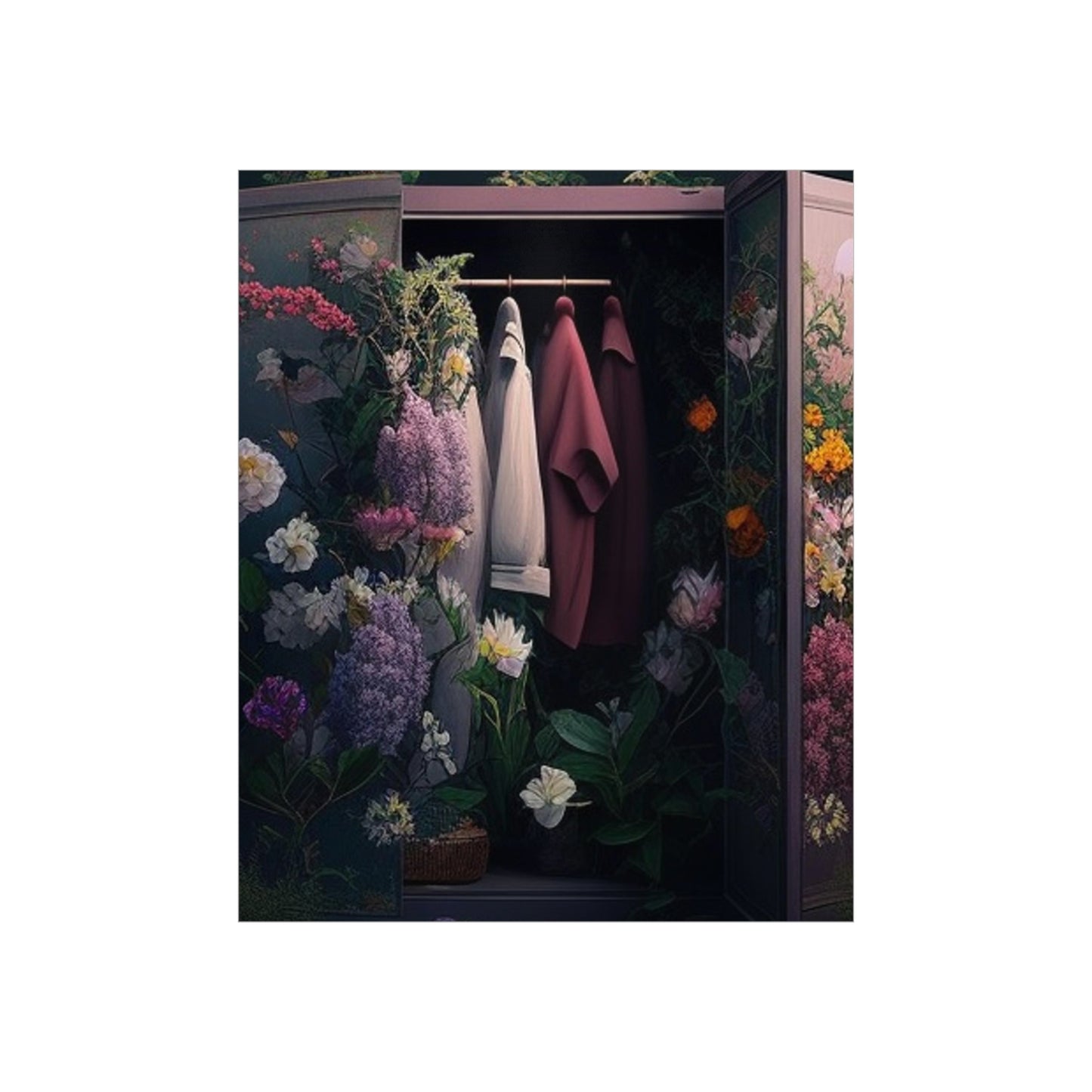 Premium Matte Vertical Posters A Wardrobe Surrounded by Flowers 2