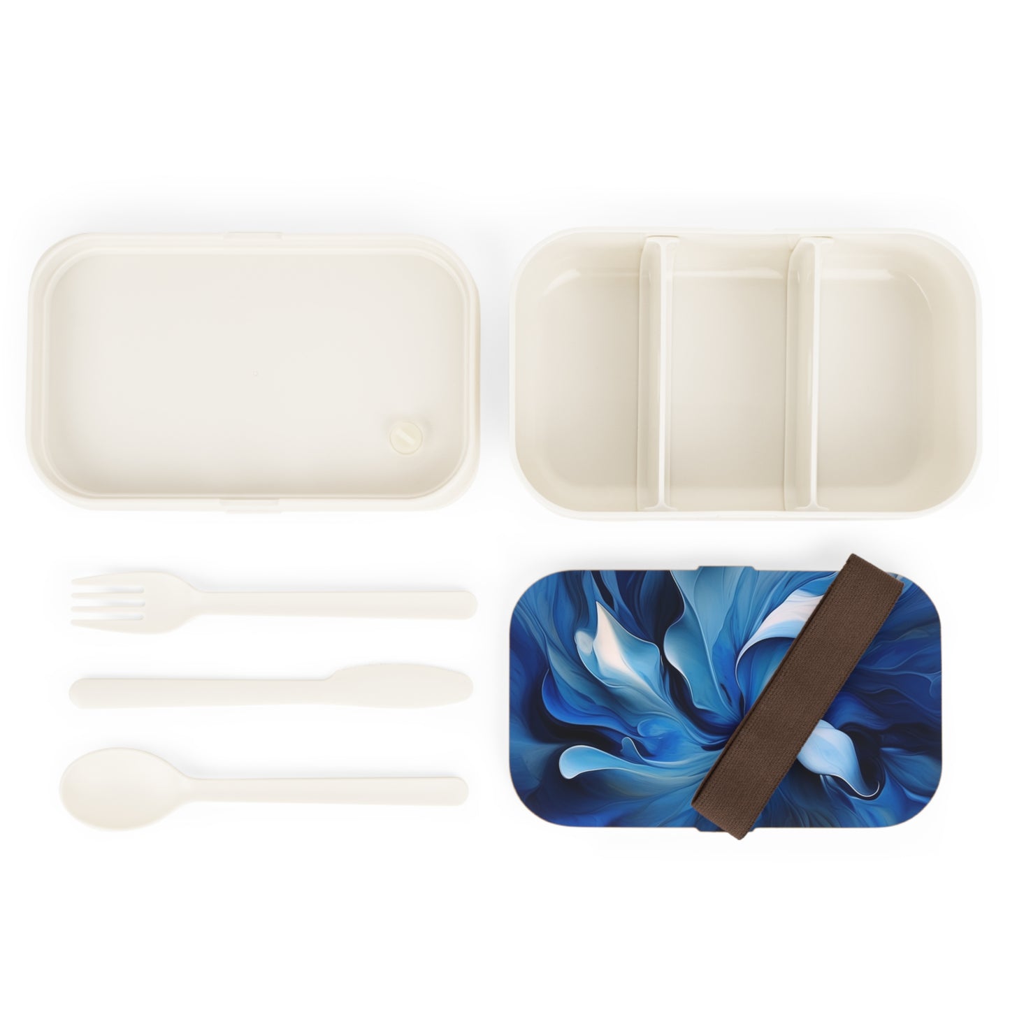 Bento Lunch Box Abstract Blue Tulip 4