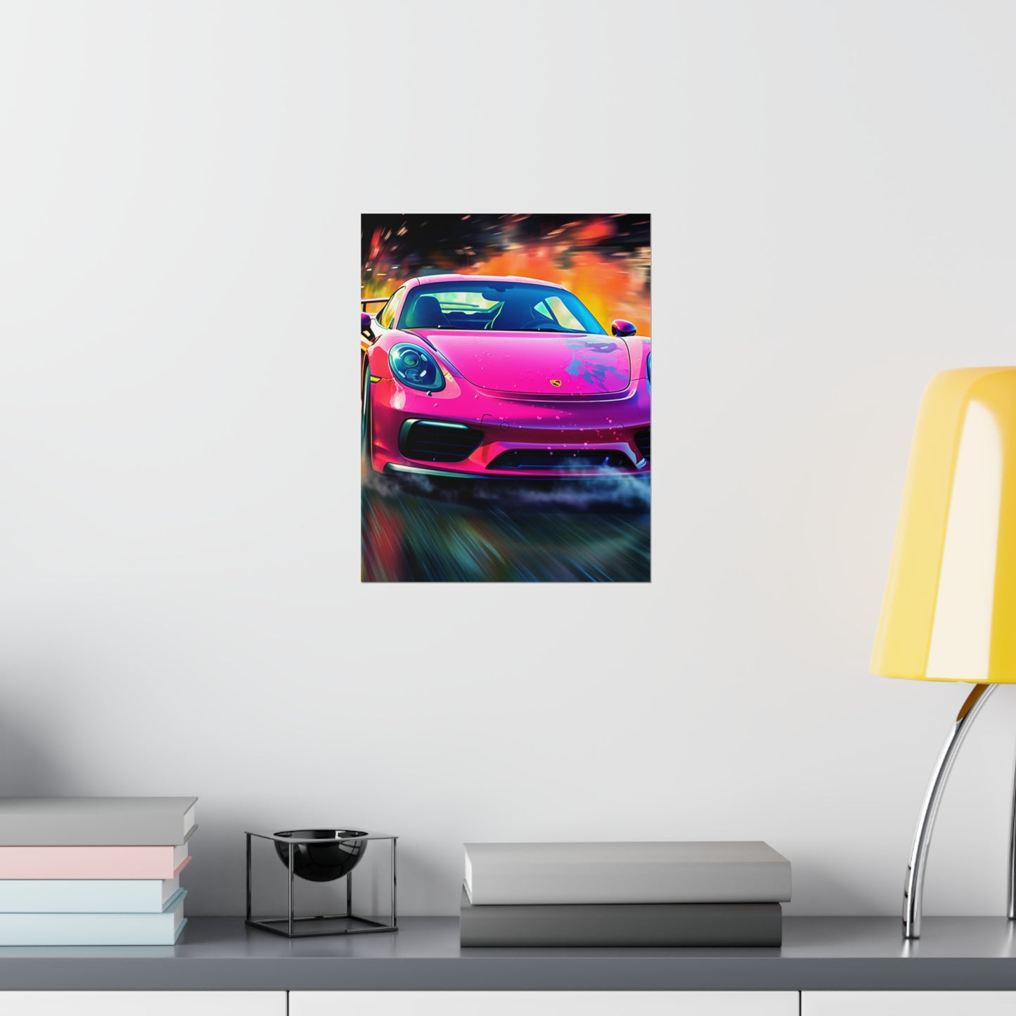 Premium Matte Vertical Posters Pink Porsche water fusion 4