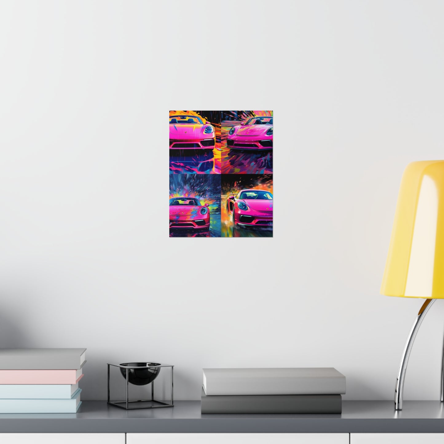 Premium Matte Vertical Posters Pink Porsche water fusion 5