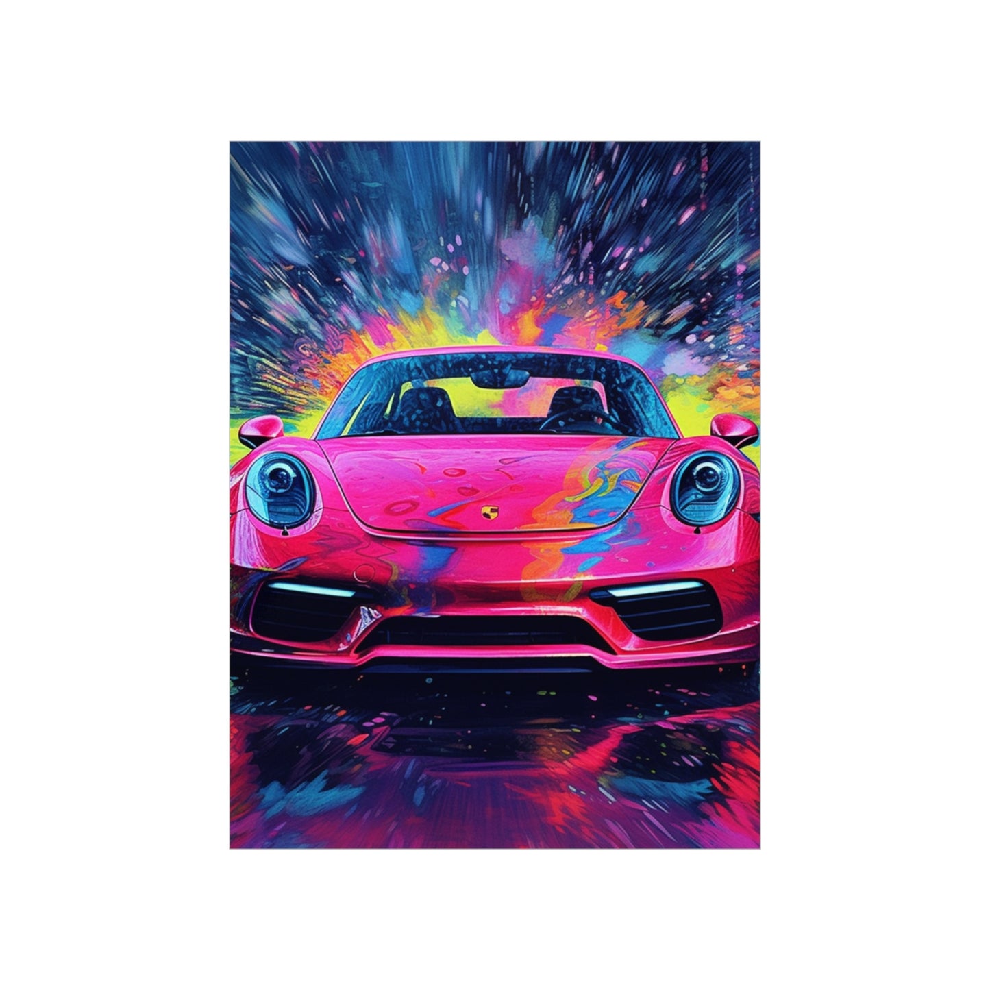 Premium Matte Vertical Posters Pink Porsche water fusion 3